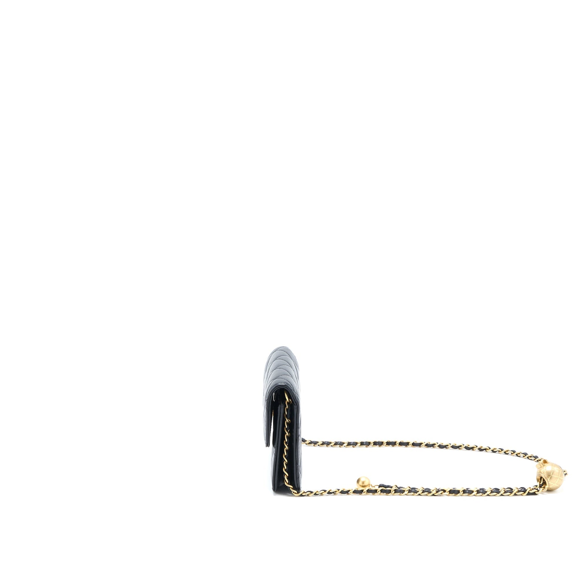 Chanel Pearl Crush Flap Belt Lambskin Brushed Black Ghw 1
