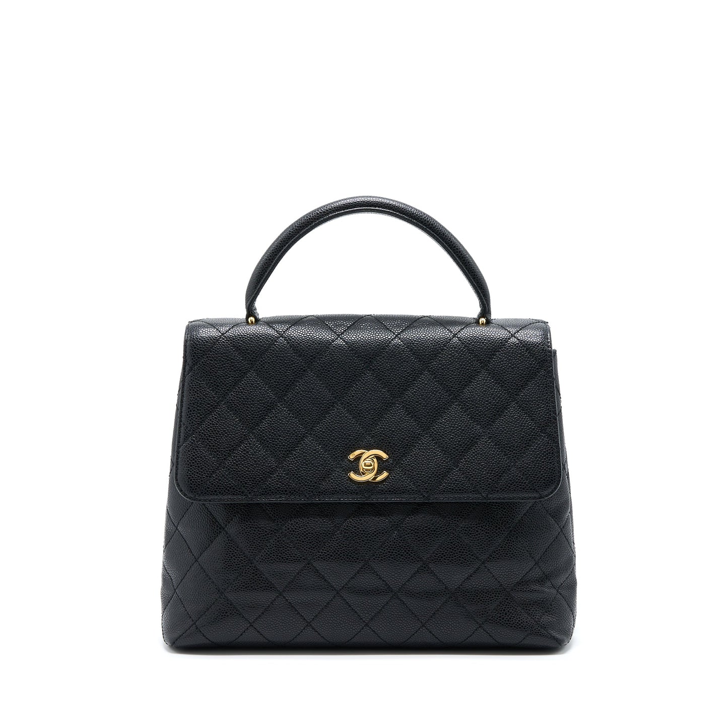 Chanel Top Handle Flap Caviar GHW Black Shoulder Bag