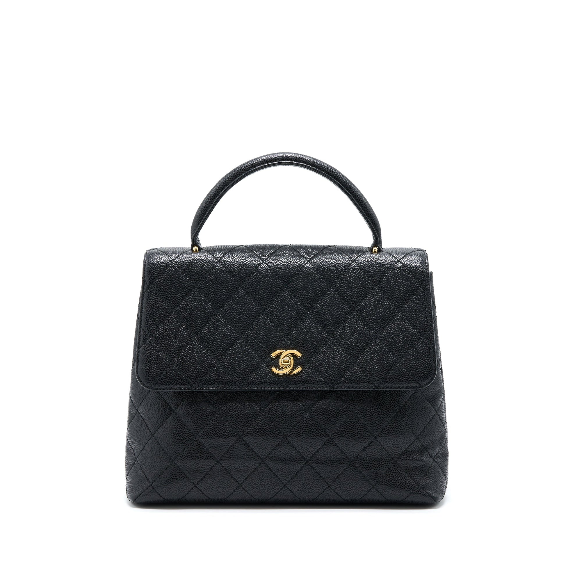 Chanel Top Handle Flap Caviar GHW Black Shoulder Bag