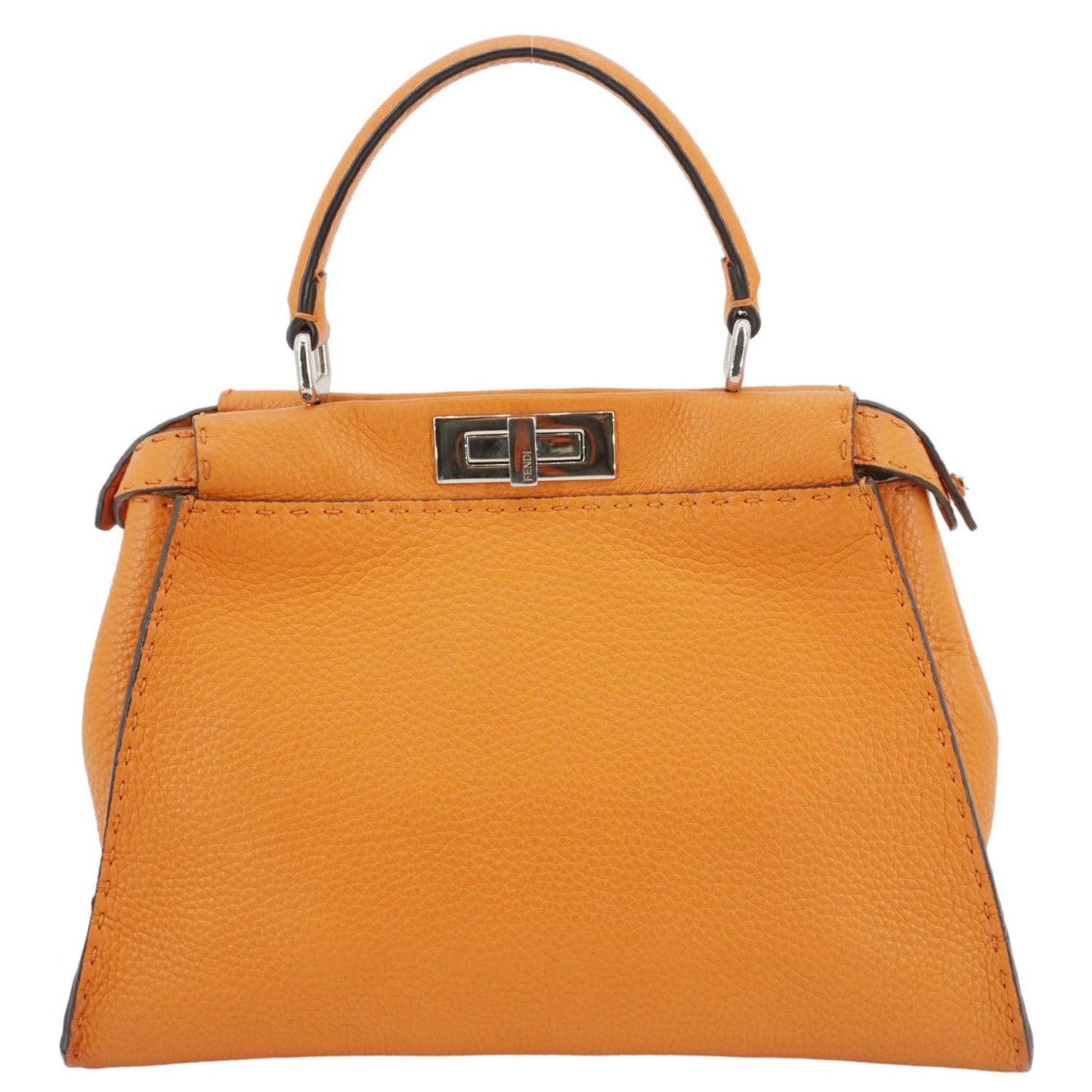 Fendi Peekaboo Iconic Satchel Shoulder Bag Leather Orange Medium Satchel Bag