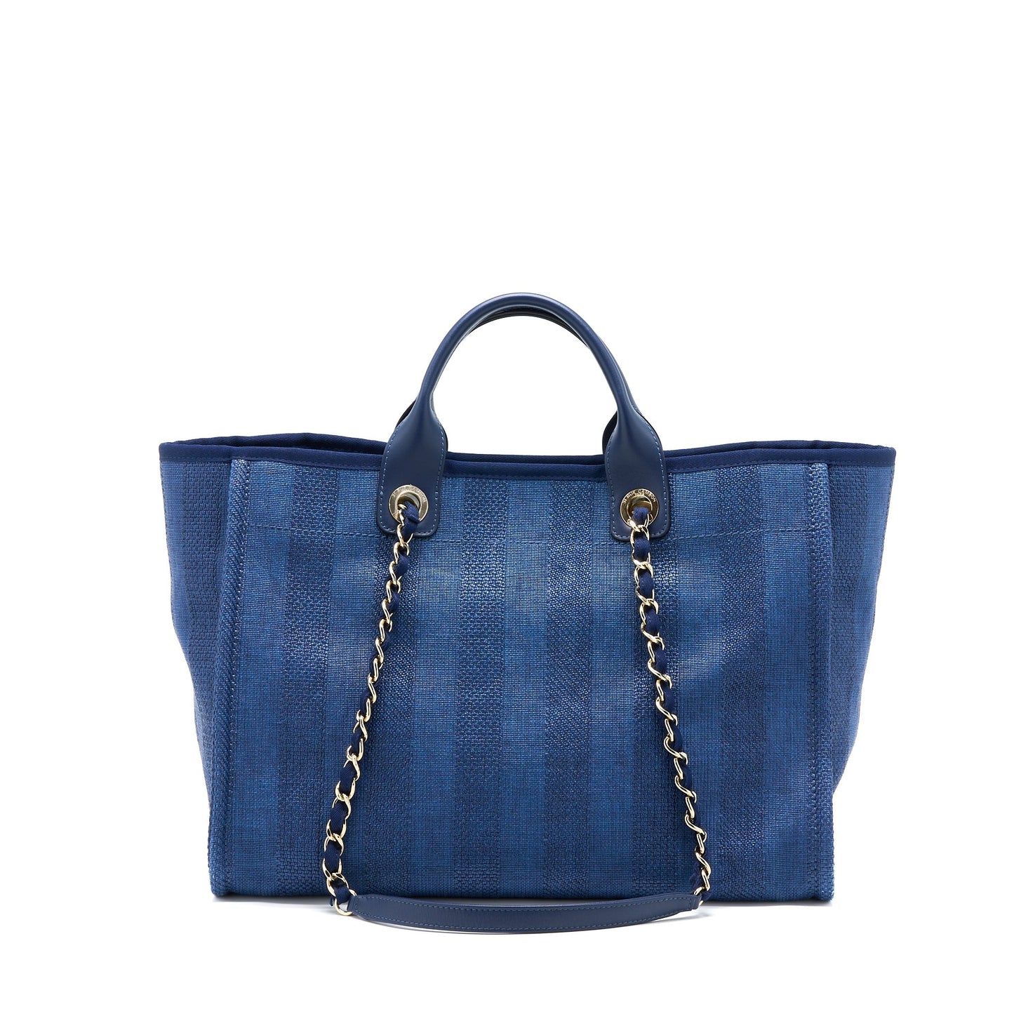 Chanel Deauville Dark LGHW Blue Canvas Tote Bag