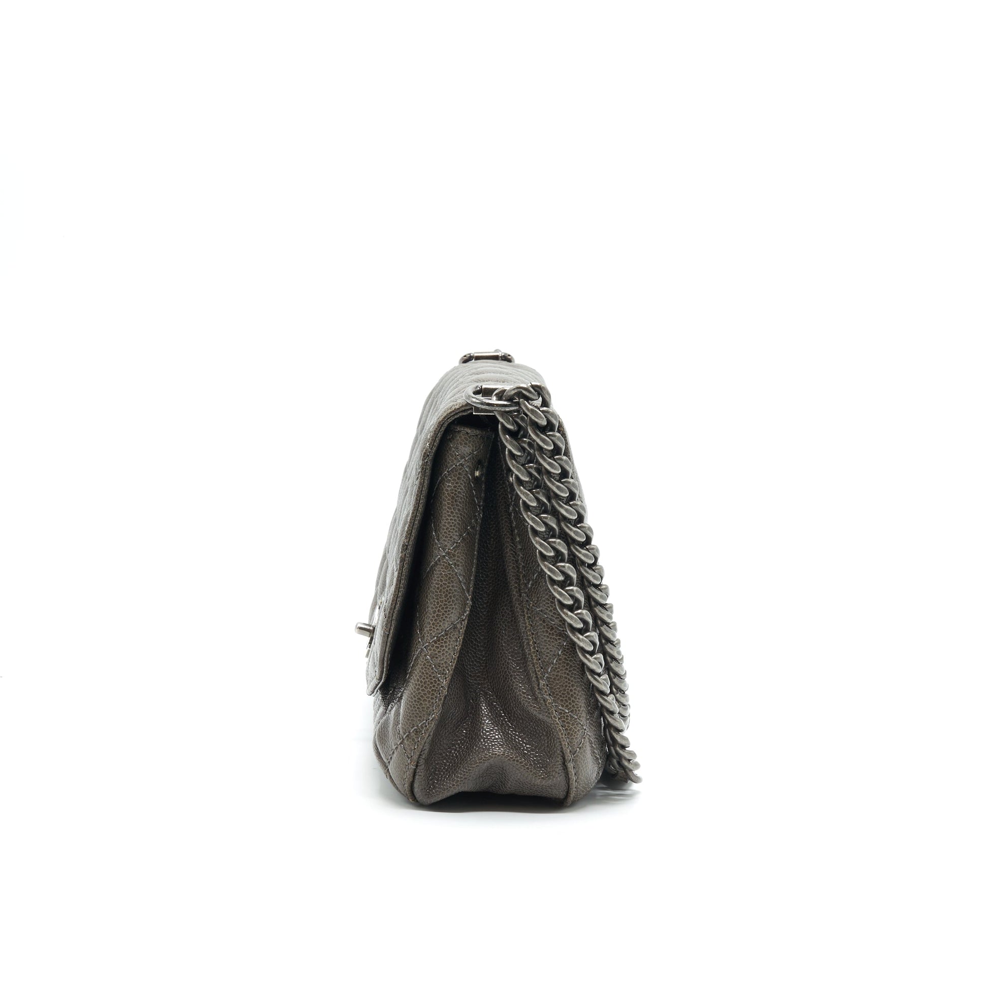 Chanel Seasonal Jumbo Caviar Flap Bag Grey with Ruthenium Hardware