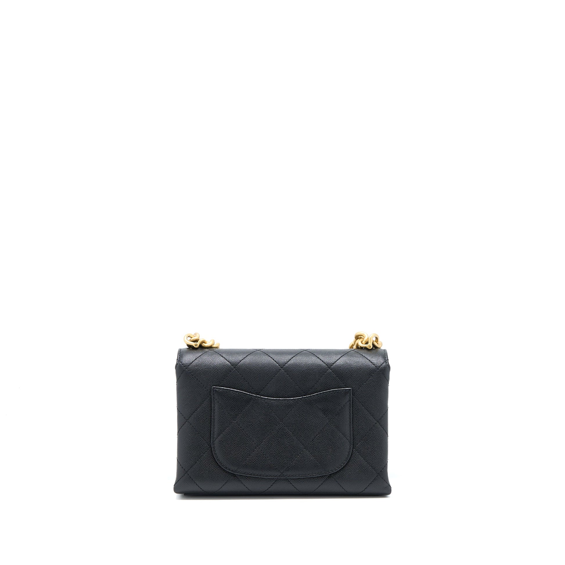 Chanel Detail Flap Grained Calfskin GHW Microchip Black Shoulder Bag