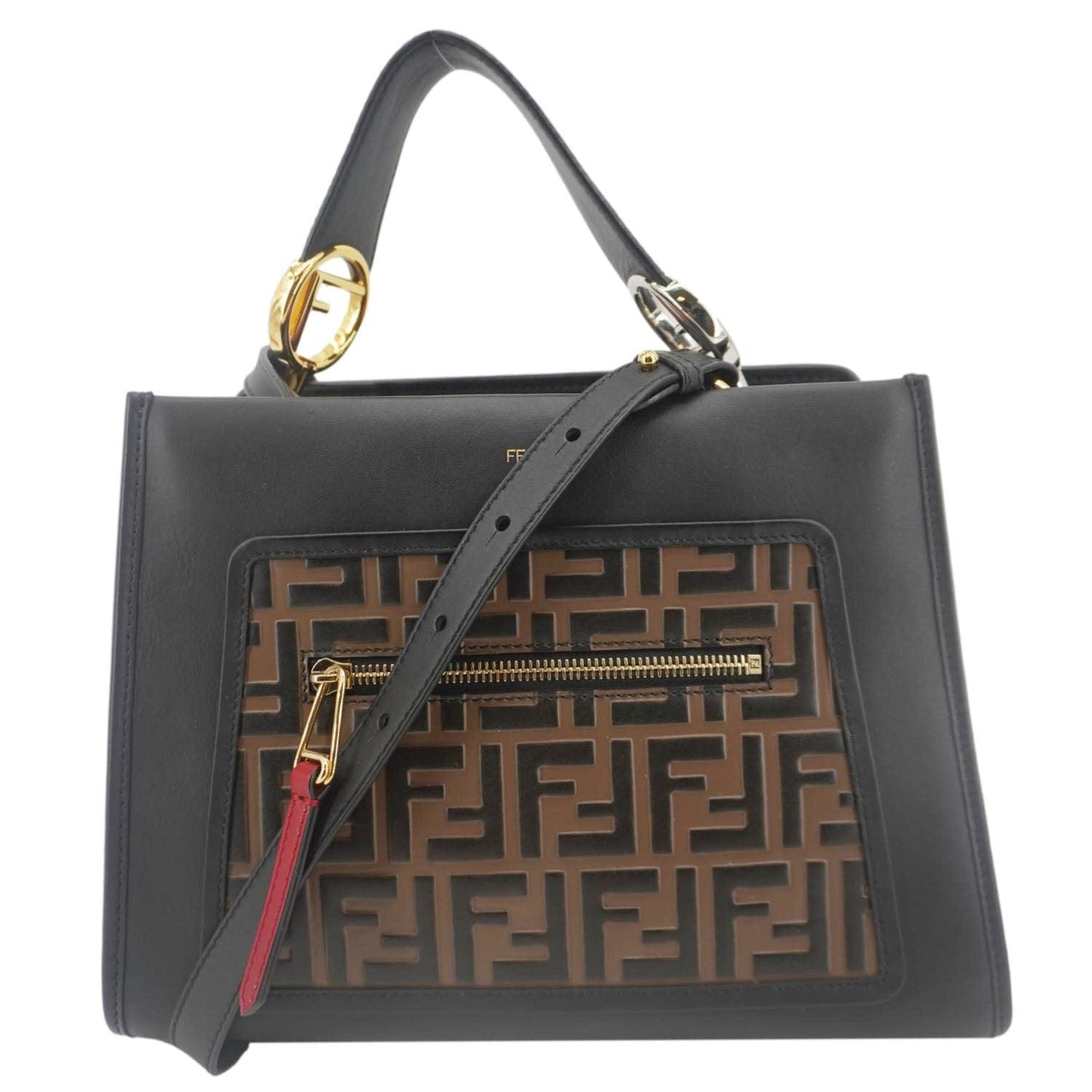 Fendi Runaway Nappa Shoulder Bag Tricolor Leather Logo