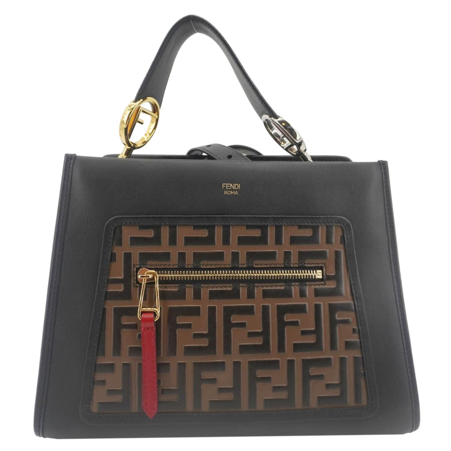 Fendi Runaway Nappa Shoulder Bag Tricolor Leather Logo