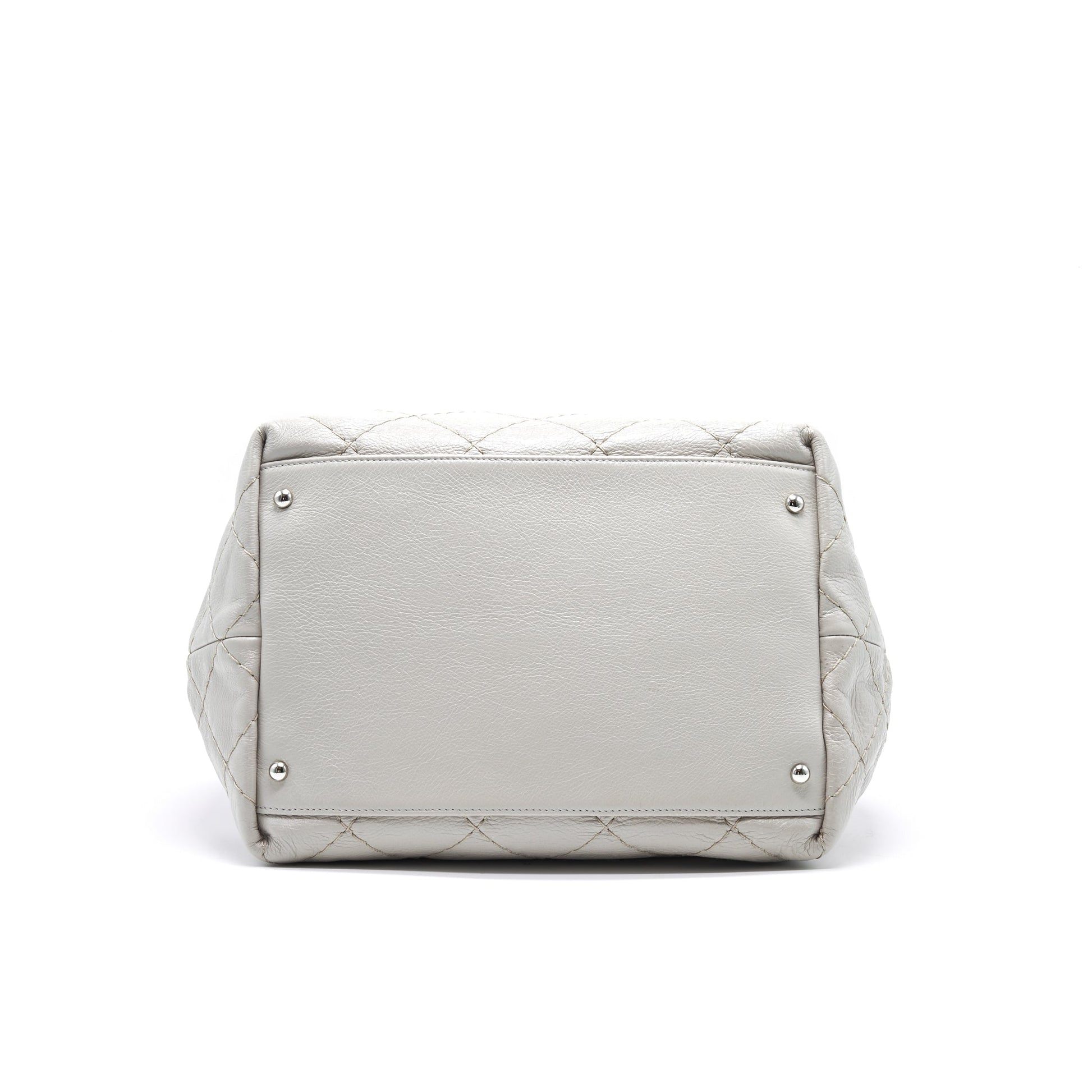 Chanel Caviar Bucket Tote Bag Grey SHW Serial15