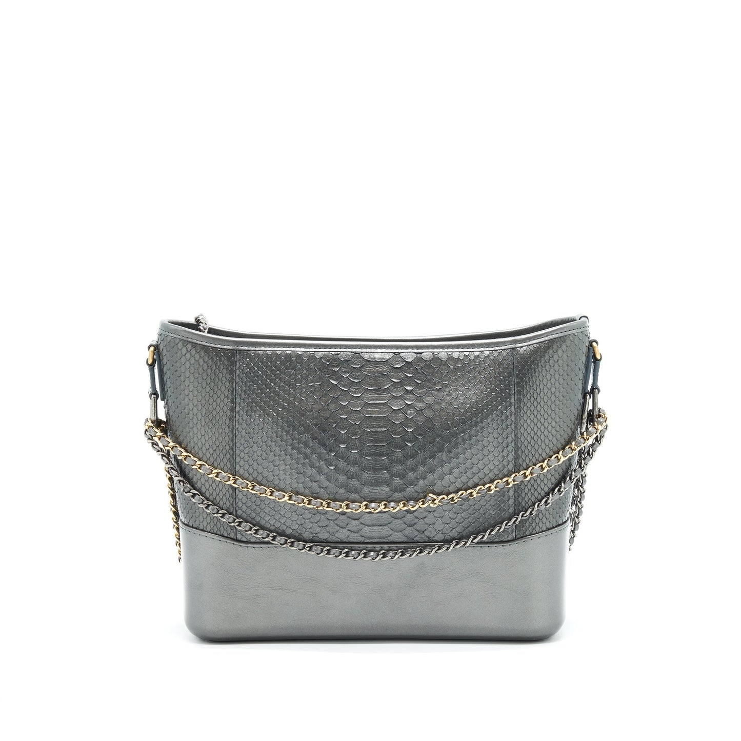 Chanel Python Gabrielle Hobo Grey Leather Shoulder Bag