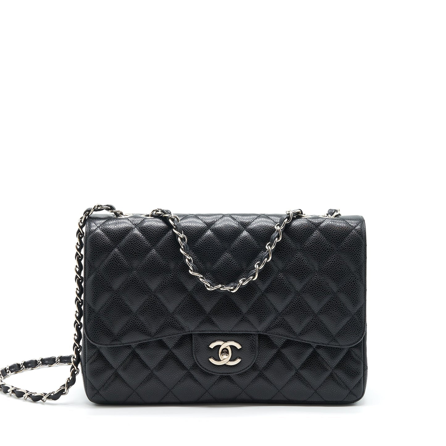 Chanel Jumbo Single Flap Caviar SHW Black Shoulder Bag