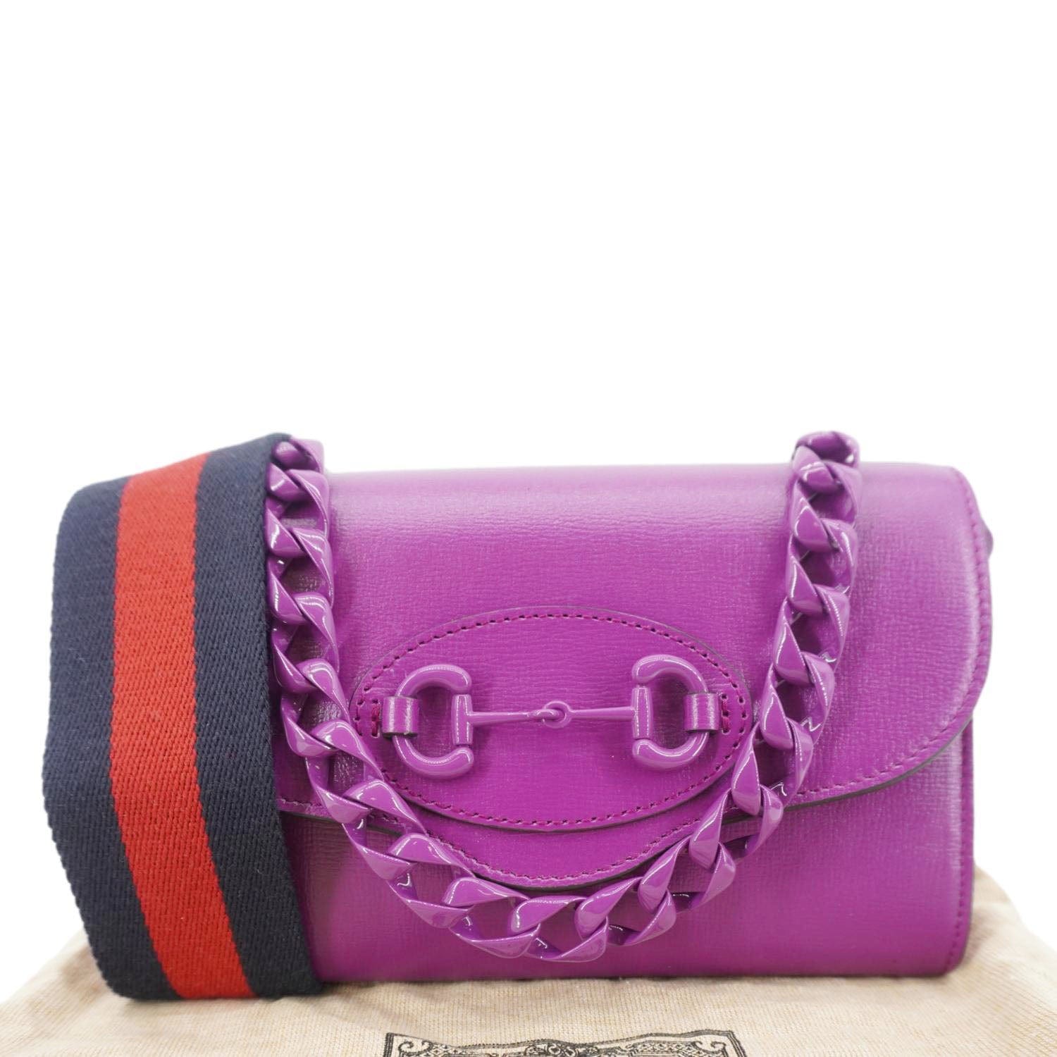 Gucci Horsebit Shoulder Bag Purple Leather Mini Crossbody Bag