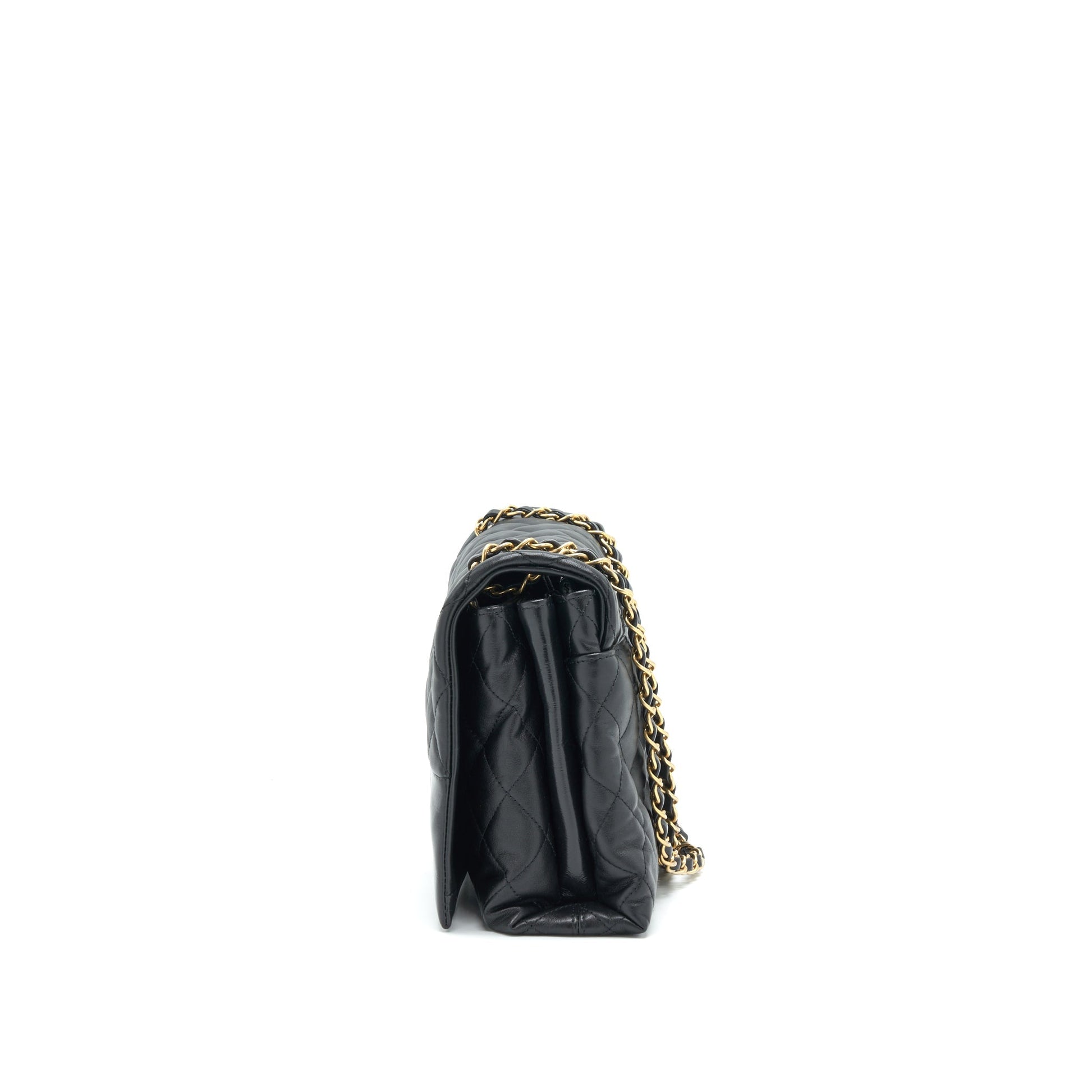 Chanel Single Flap Calfskin GHW Black Shoulder Bag