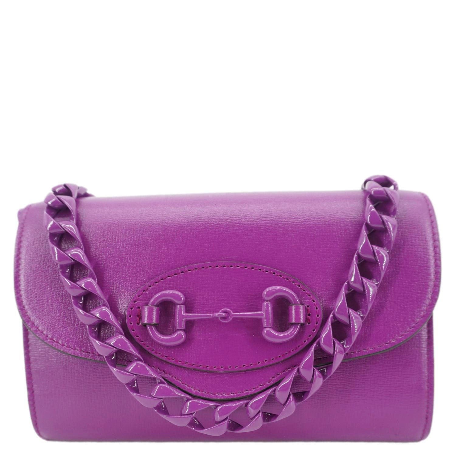 Gucci Horsebit Shoulder Bag Purple Leather Mini Crossbody Bag