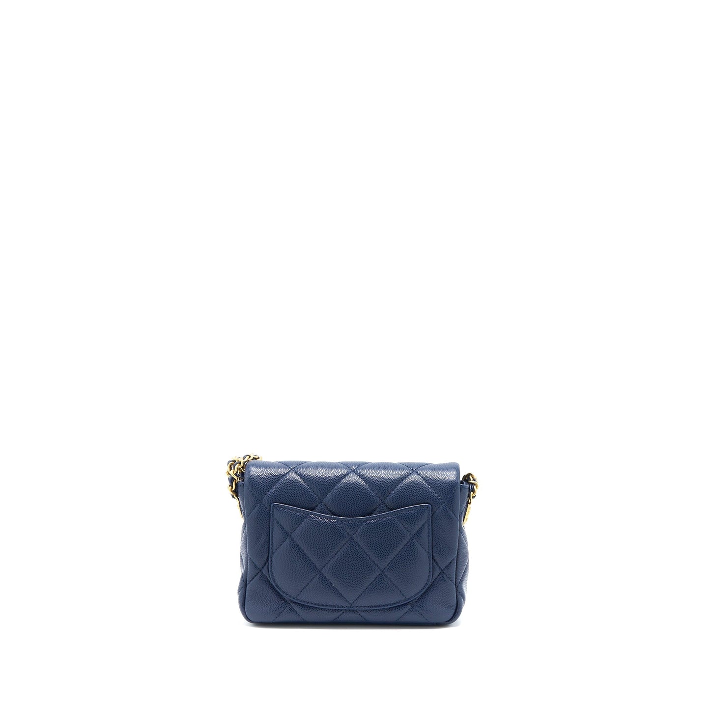 Chanel 22A Flap Caviar Navy Brushed GHW Small Shoulder Bag