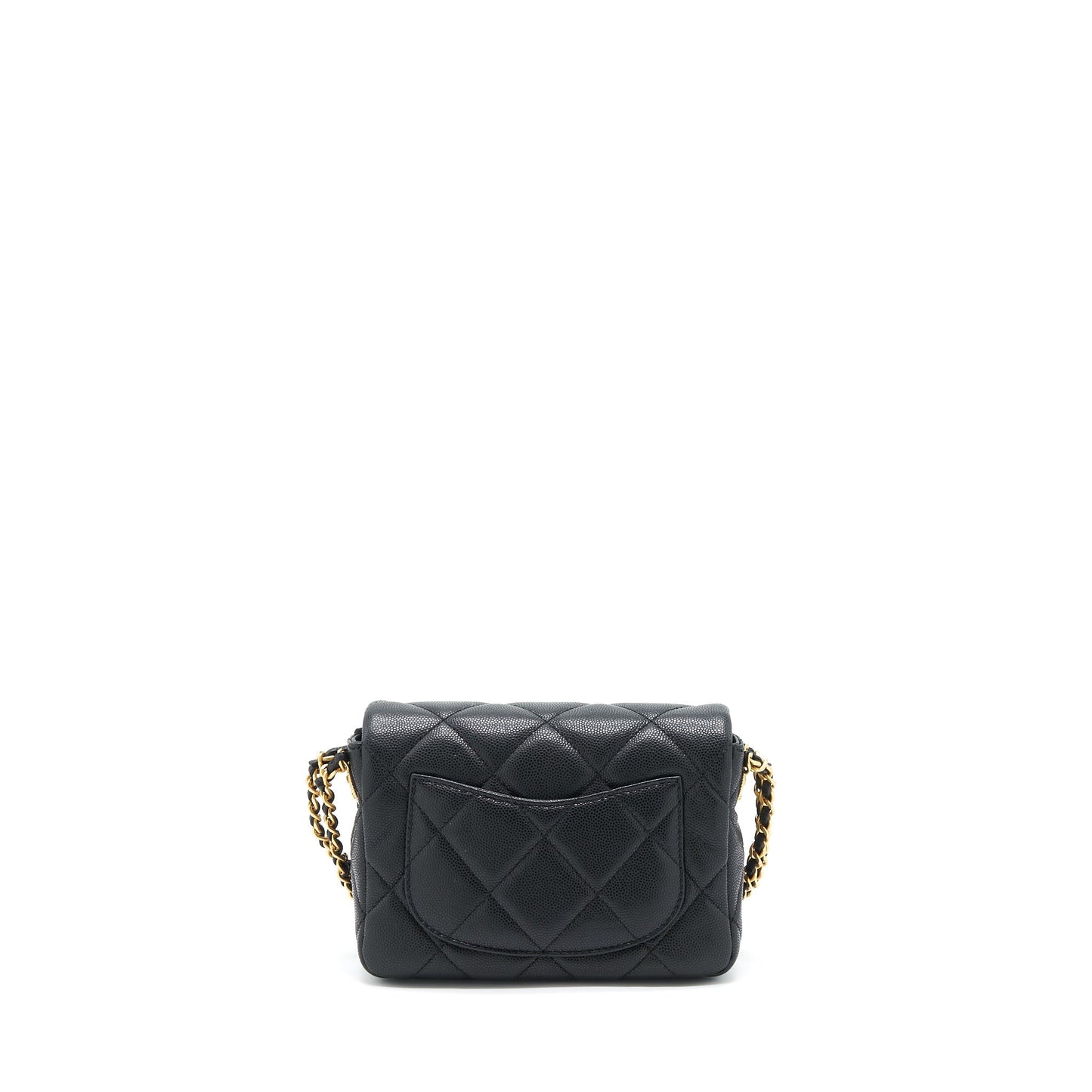 Chanel 22A Flap Caviar Brushed GHW Microchip Black Small Shoulder Bag