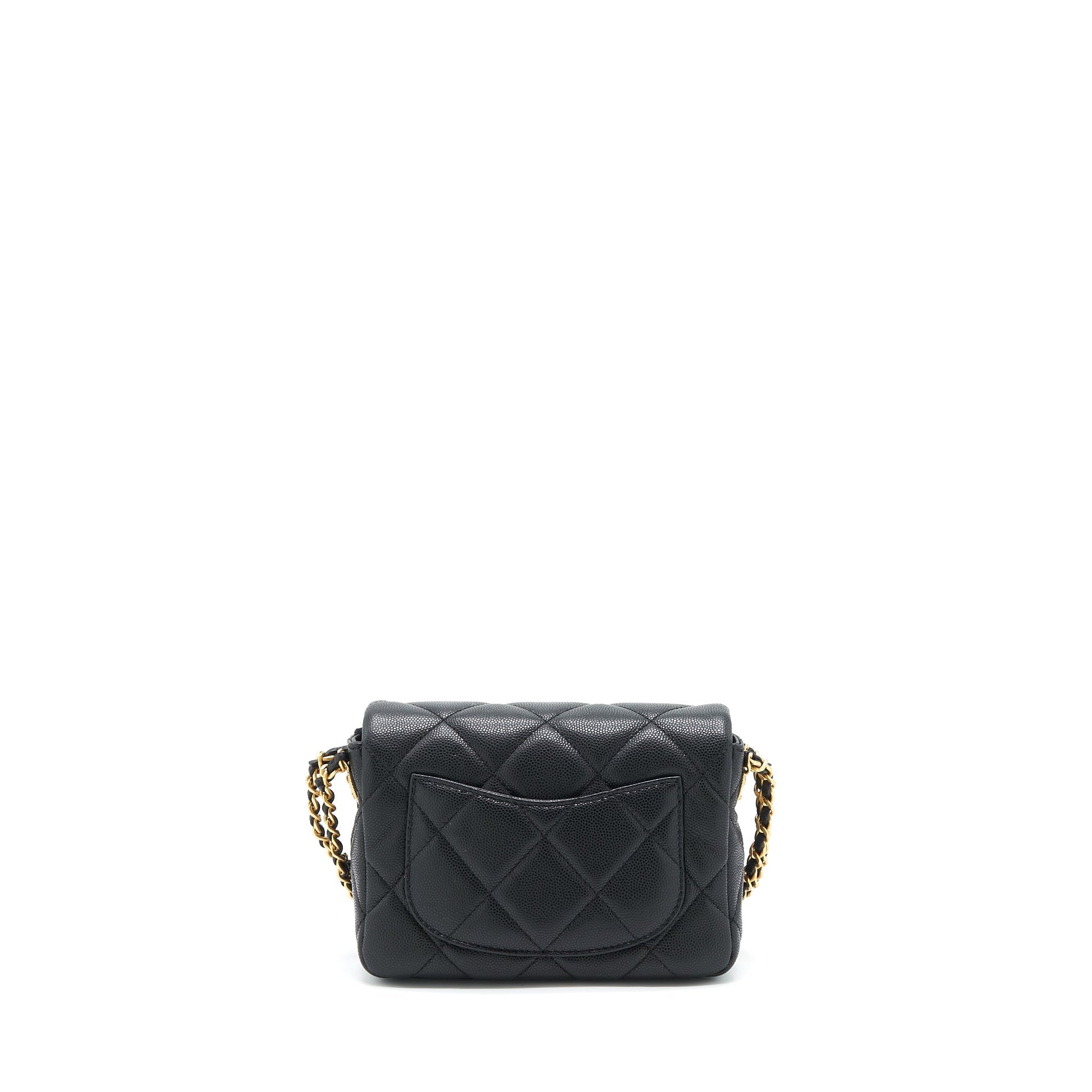 Chanel 22A Flap Caviar Brushed GHW Microchip Black Small Shoulder Bag