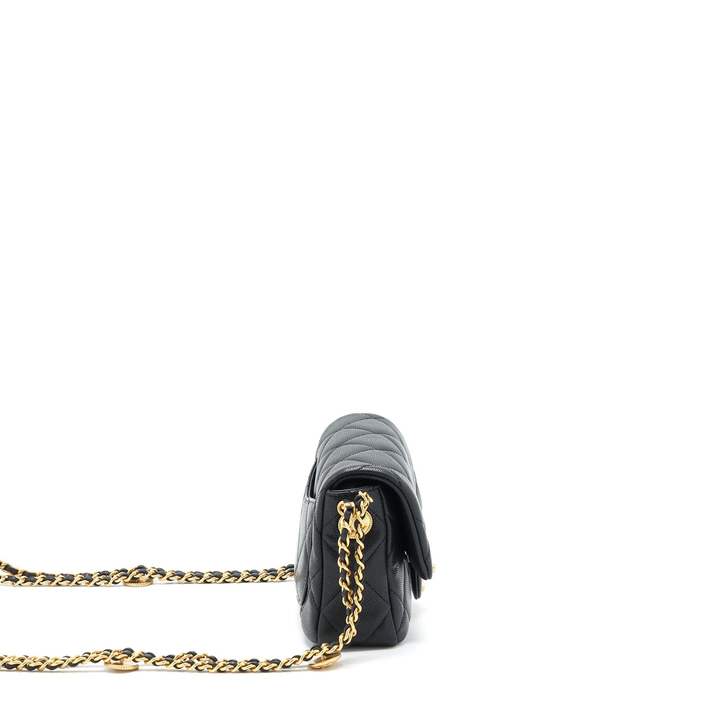 Chanel 22A Flap Caviar Brushed GHW Microchip Black Small Shoulder Bag