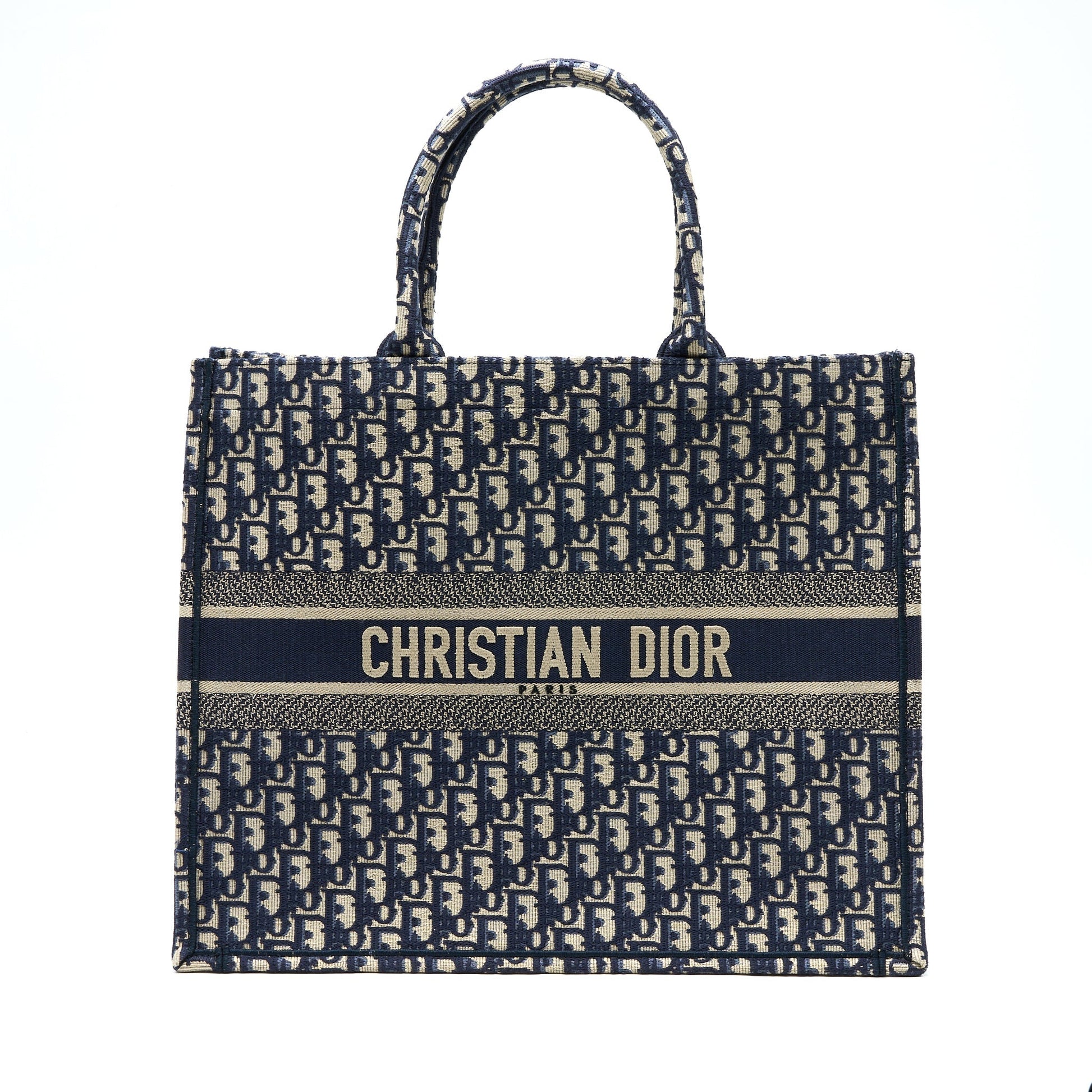 Dior Book Tote Oblique Jacquard Handbag Blue Large Tote Bag
