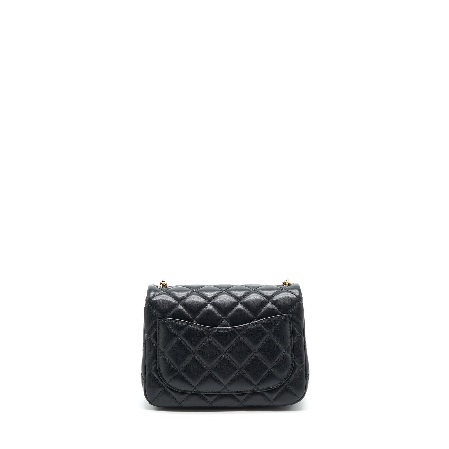Chanel Pearl Crush Square Lambskin Brushed GHW Black Mini Bag