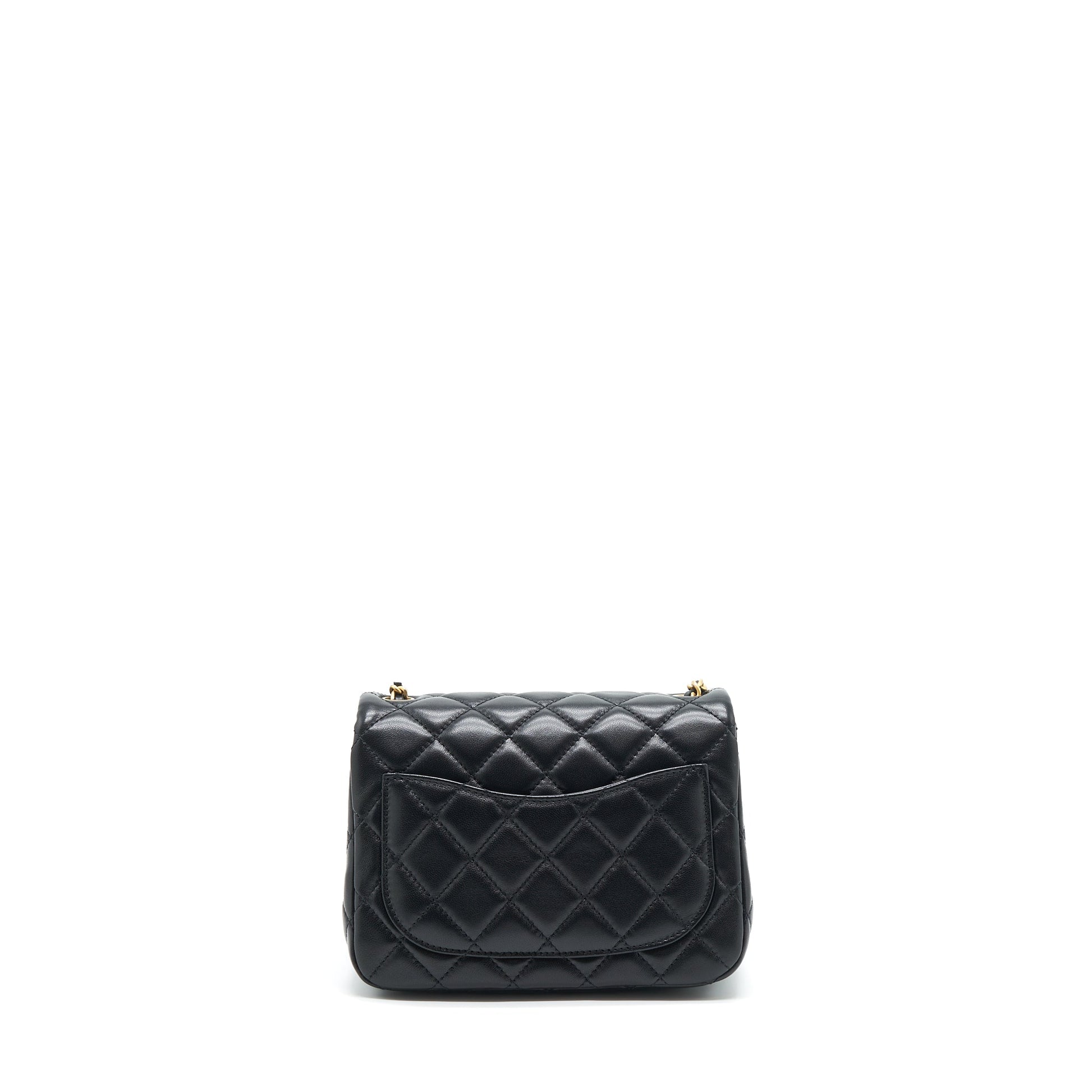 Chanel Pearl Crush Square Lambskin Brushed GHW Black Mini Bag