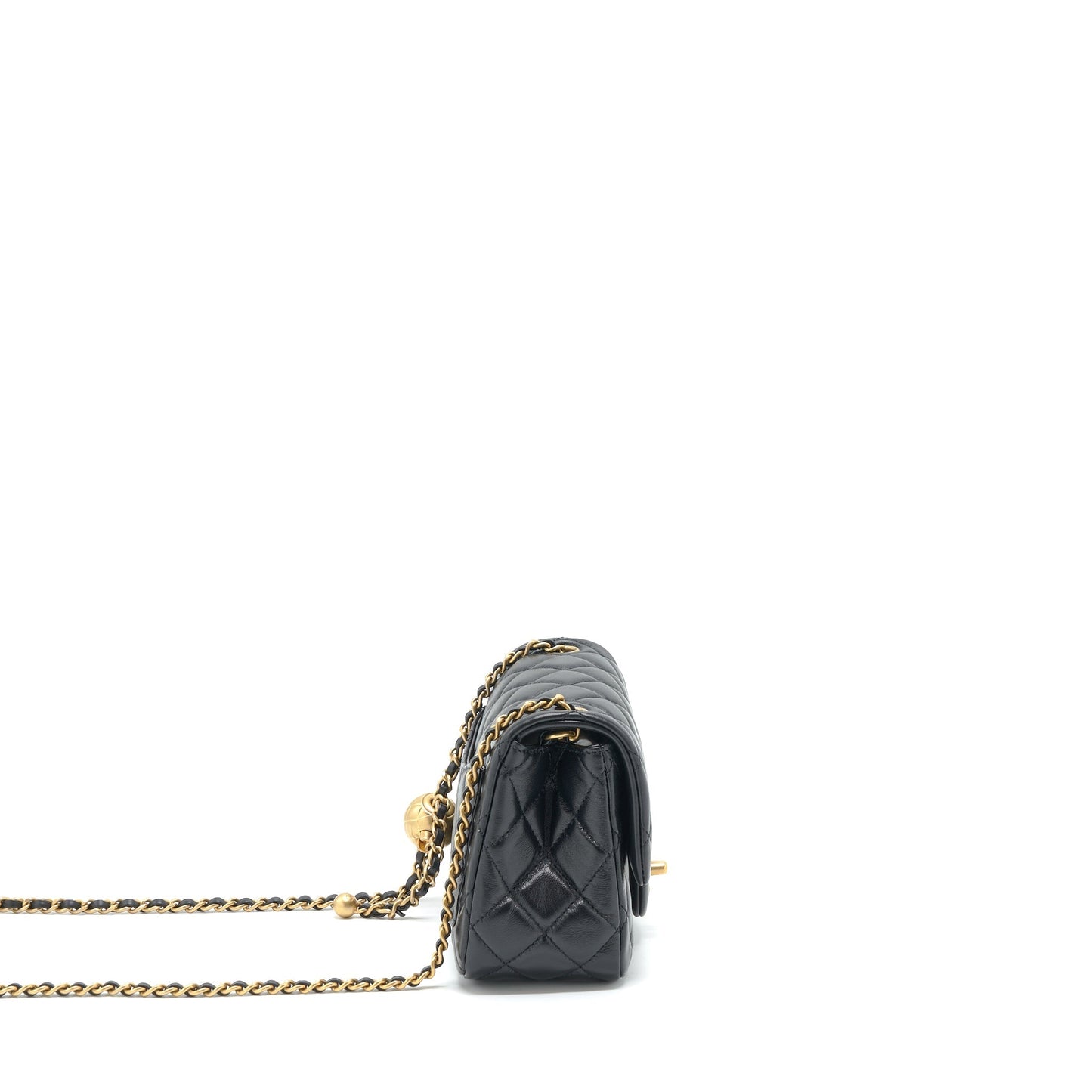 Chanel Pearl Crush Square Lambskin Brushed GHW Black Mini Bag