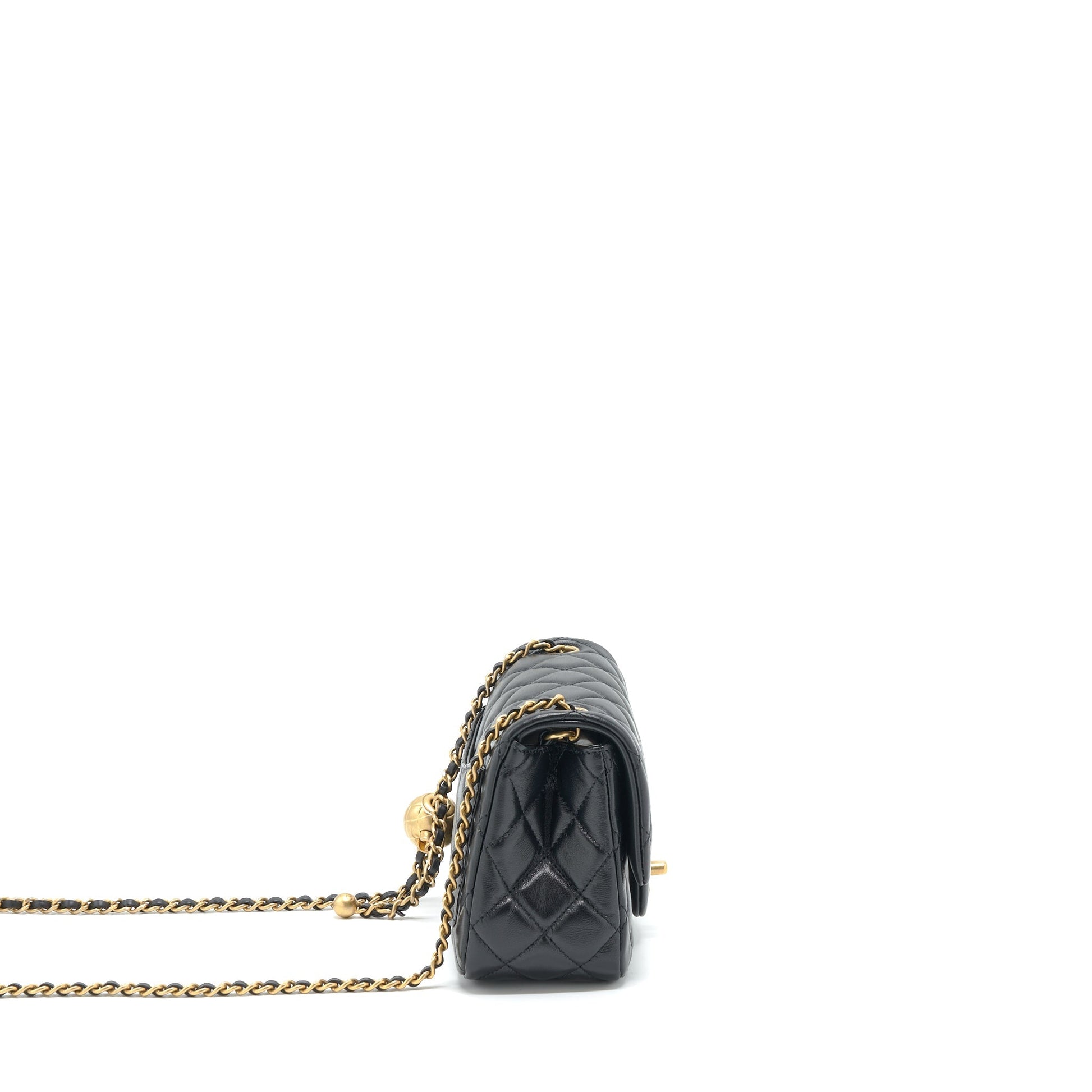 Chanel Pearl Crush Square Lambskin Brushed GHW Black Mini Bag