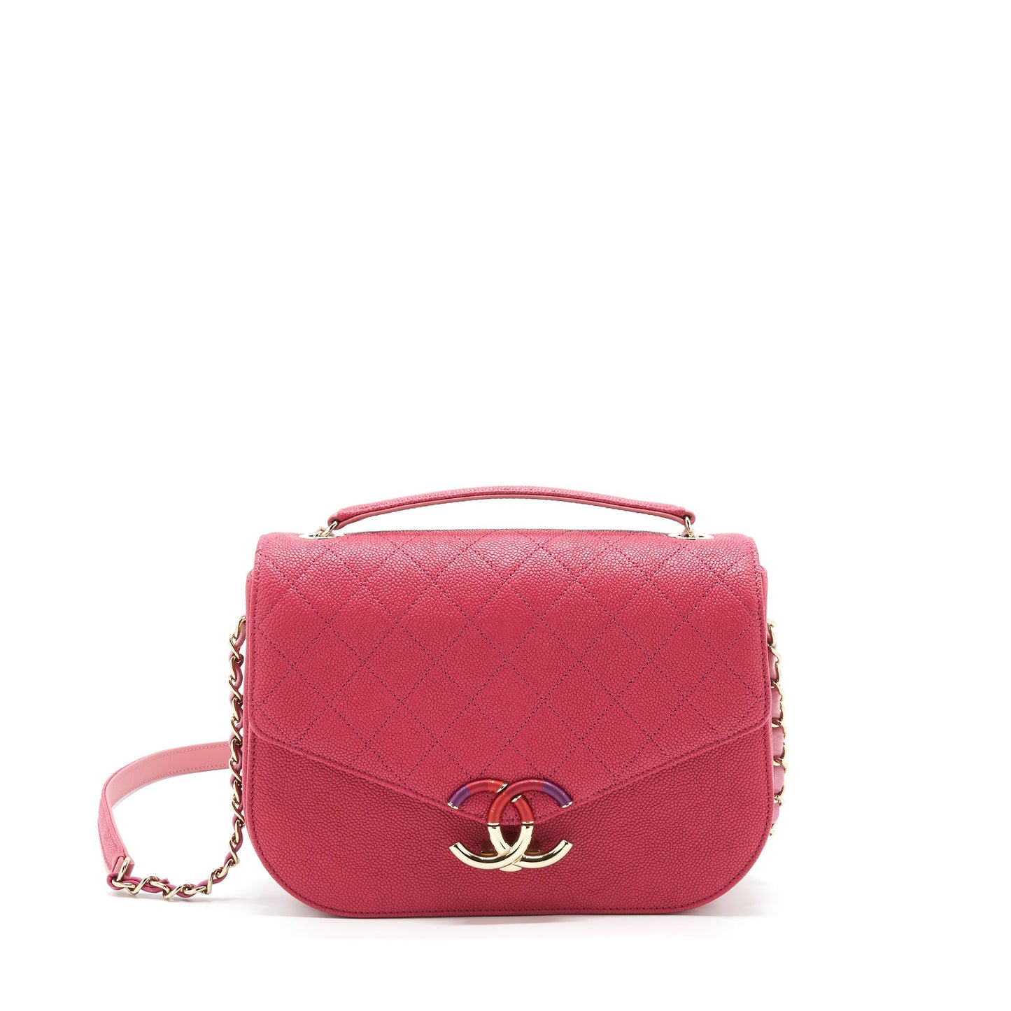 Chanel Seasonal Messenger Caviar LGHW Pink Crossbody Bag