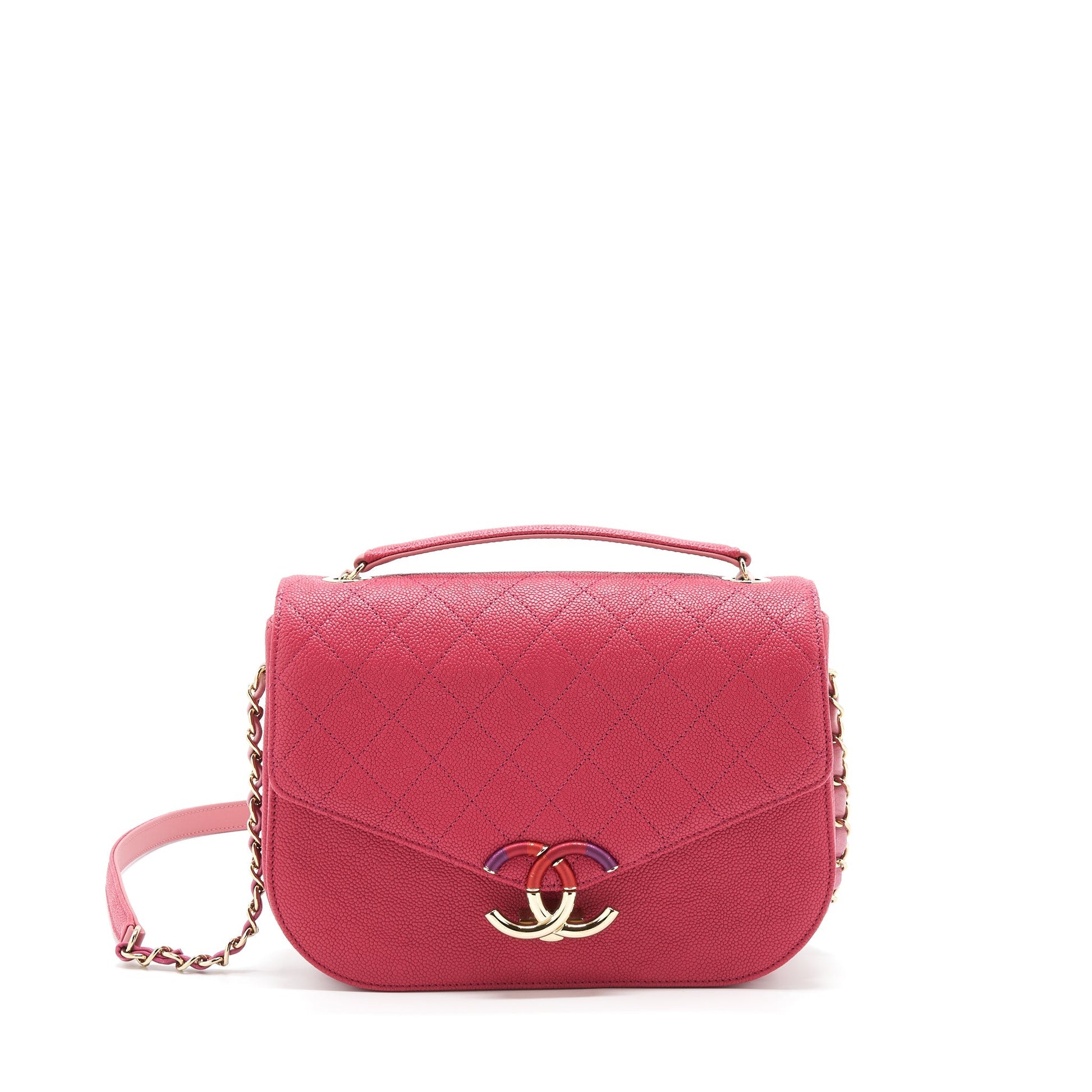 Chanel Seasonal Messenger Caviar LGHW Pink Crossbody Bag