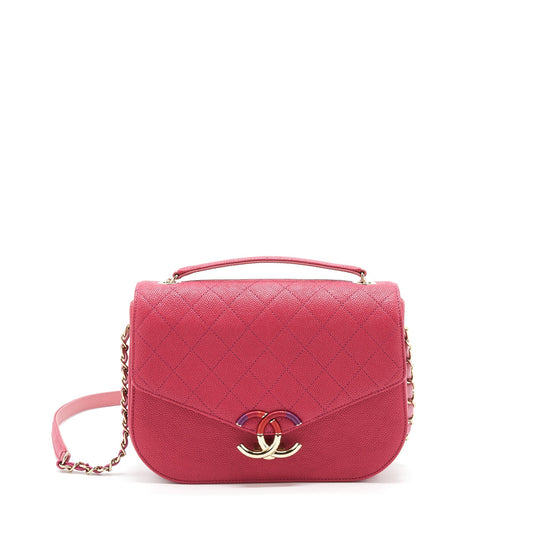 Chanel Seasonal Messenger Caviar LGHW Pink Crossbody Bag
