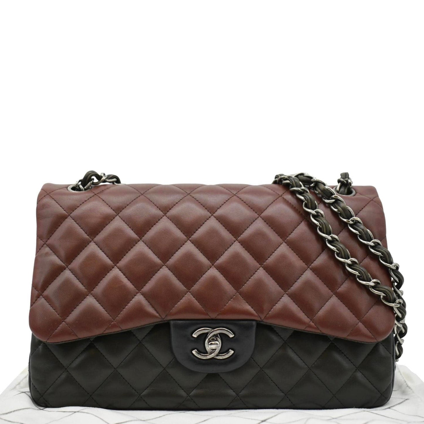 Chanel Classic Double Flap Quilted Tricolor Leather Travel Bag