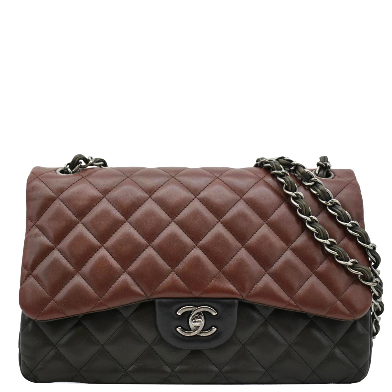 Chanel Classic Double Flap Quilted Tricolor Leather Travel Bag