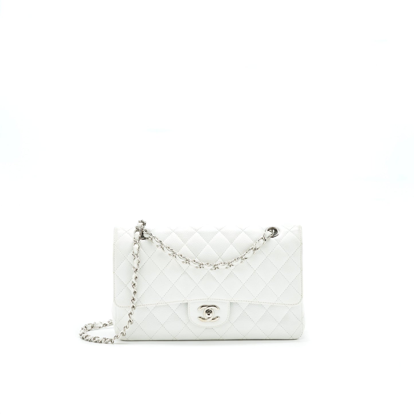 Chanel CLASSIC DOUBLE FLAP CAVIAR SHW White Shoulder Bag