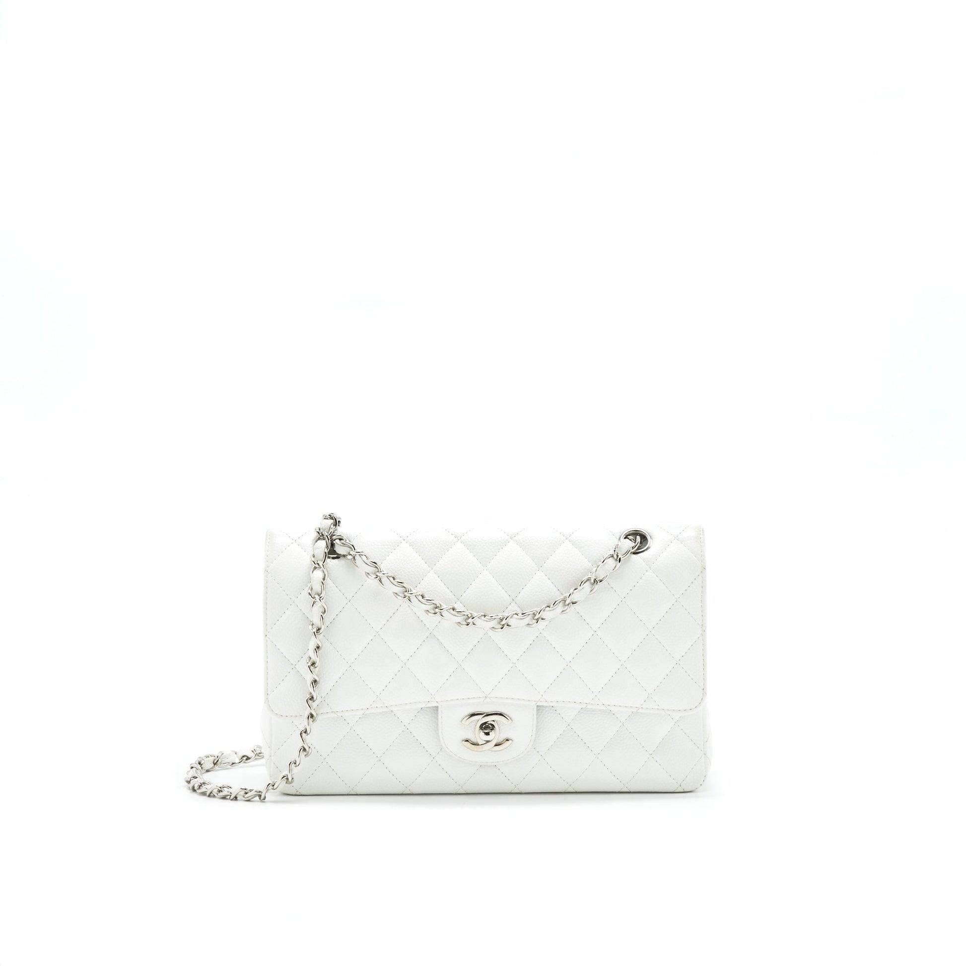 Chanel CLASSIC DOUBLE FLAP CAVIAR SHW White Shoulder Bag