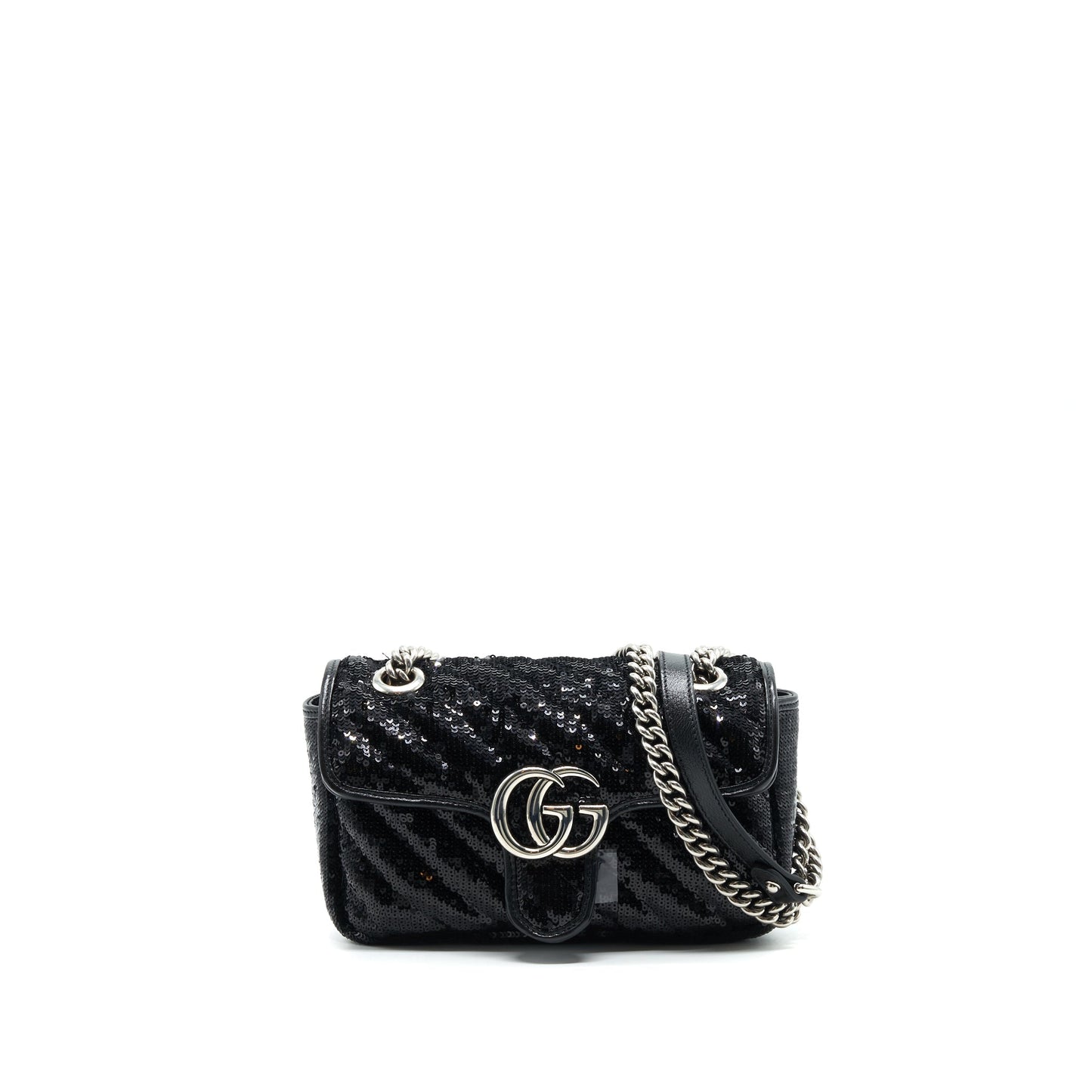 Gucci Marmont Sequin Shoulder Bag Black Mini