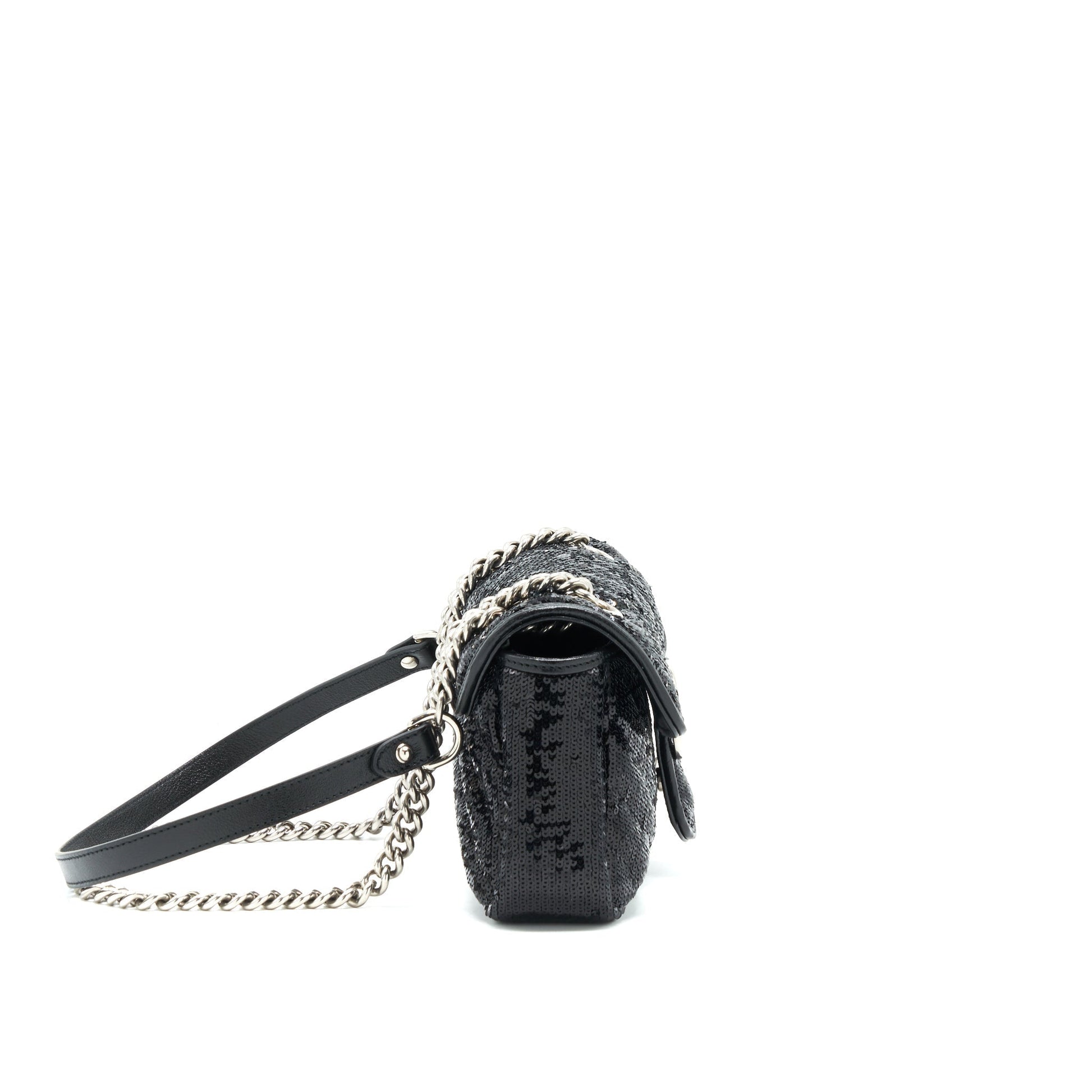 Gucci Marmont Sequin Shoulder Bag Black Mini