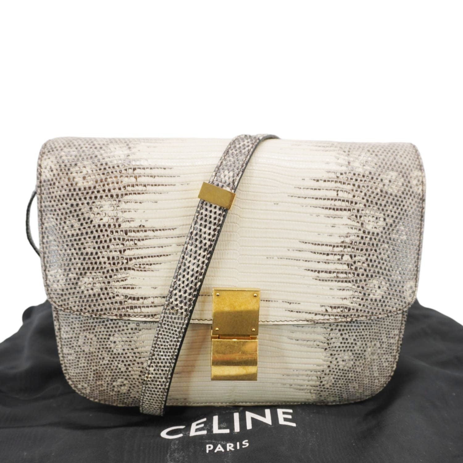 Classic Box Lizard Shoulder Bag Natural Leather Medium
