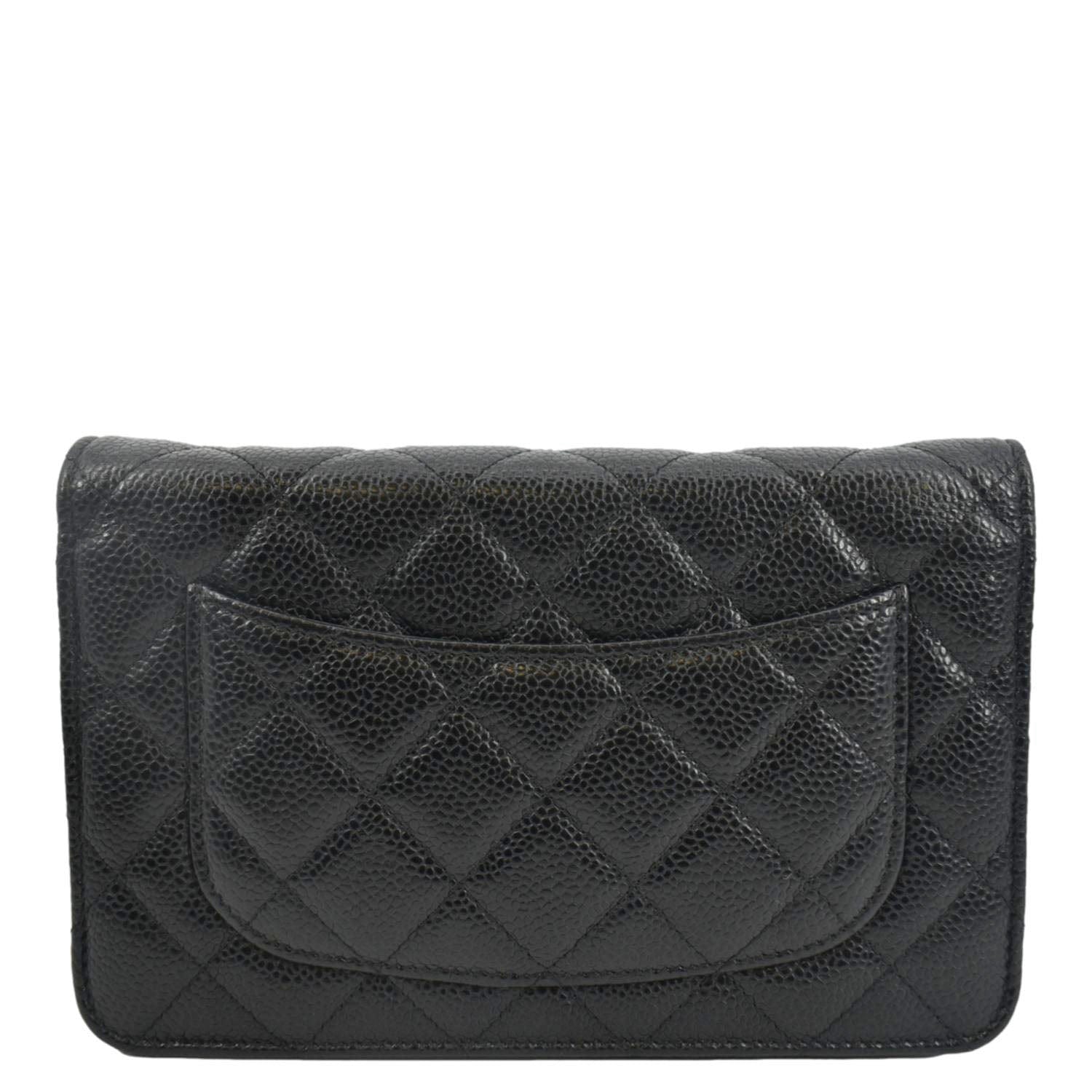 Chanel Woc Caviar On Leather Black Wallet Case