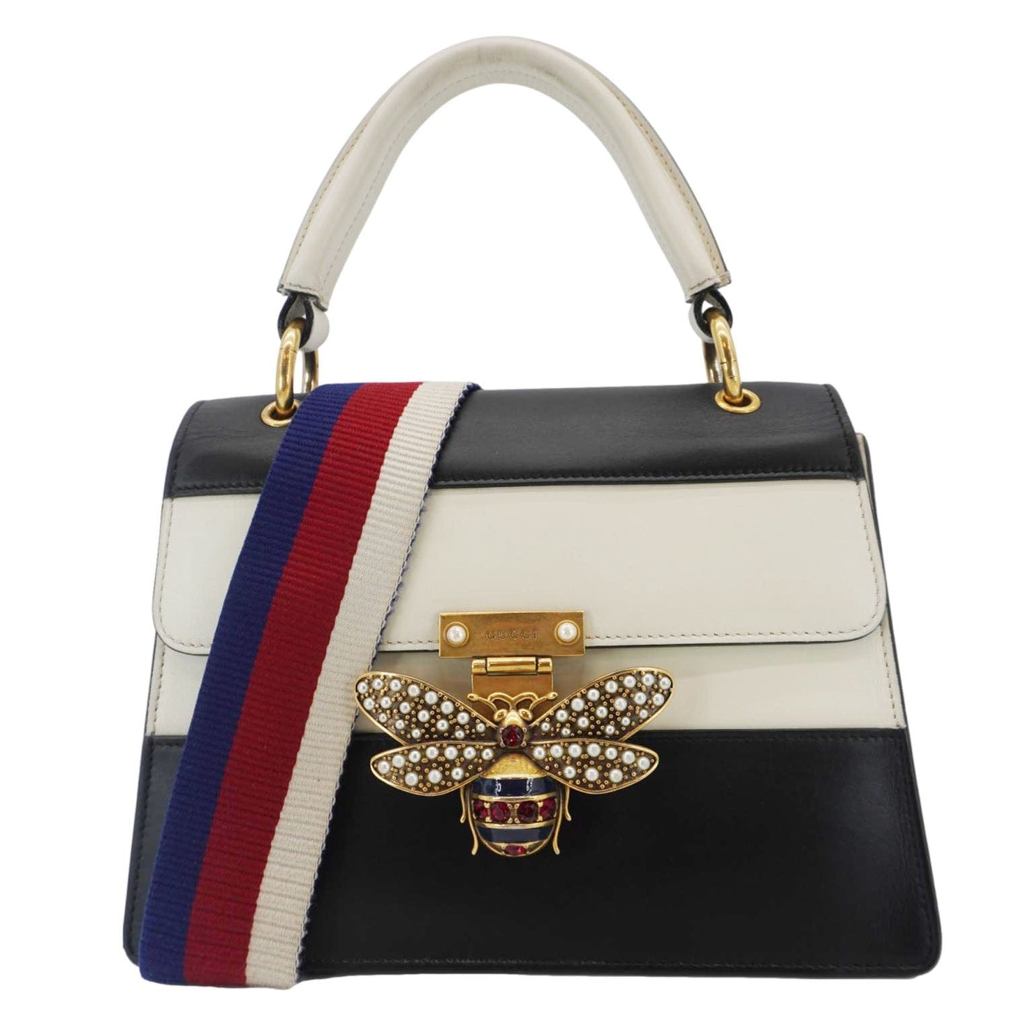Gucci Queen Margaret Bee Blind For Love Shoulder Leather Black Shoulder Bag