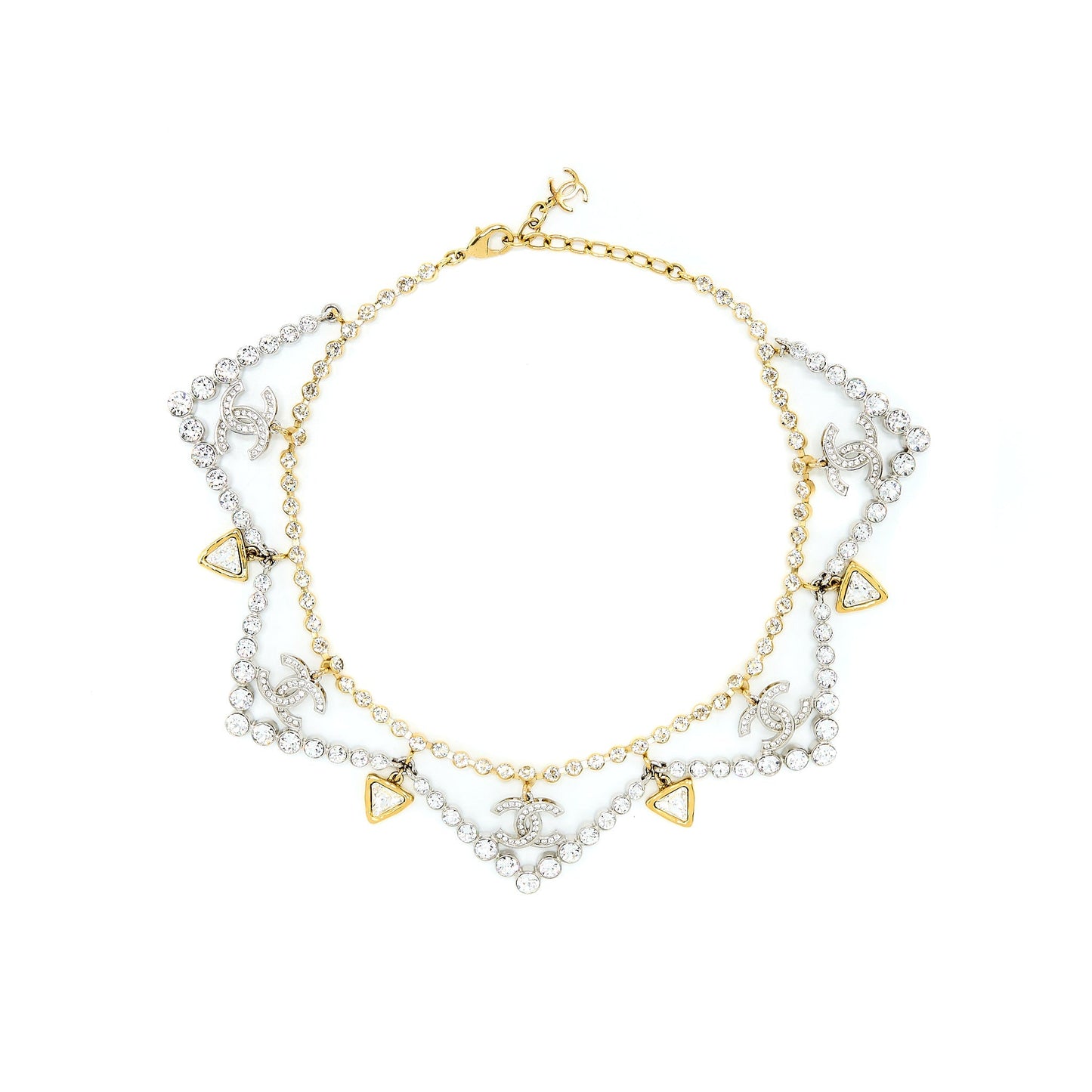 Chanel Crystal CC Choker Tone Gold Handbag