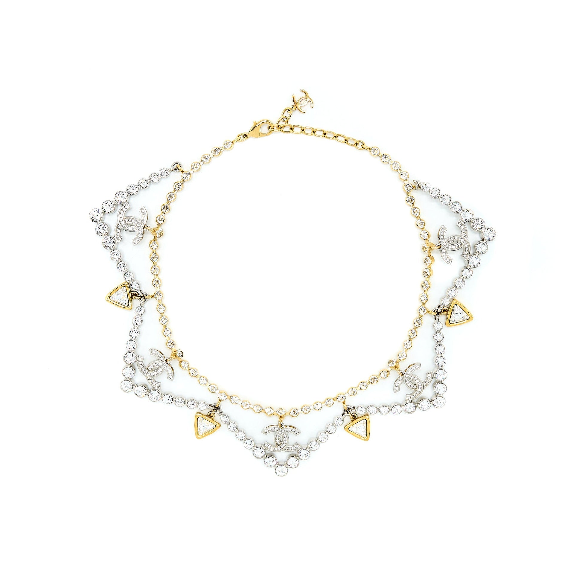 Chanel Crystal CC Choker Tone Gold Handbag