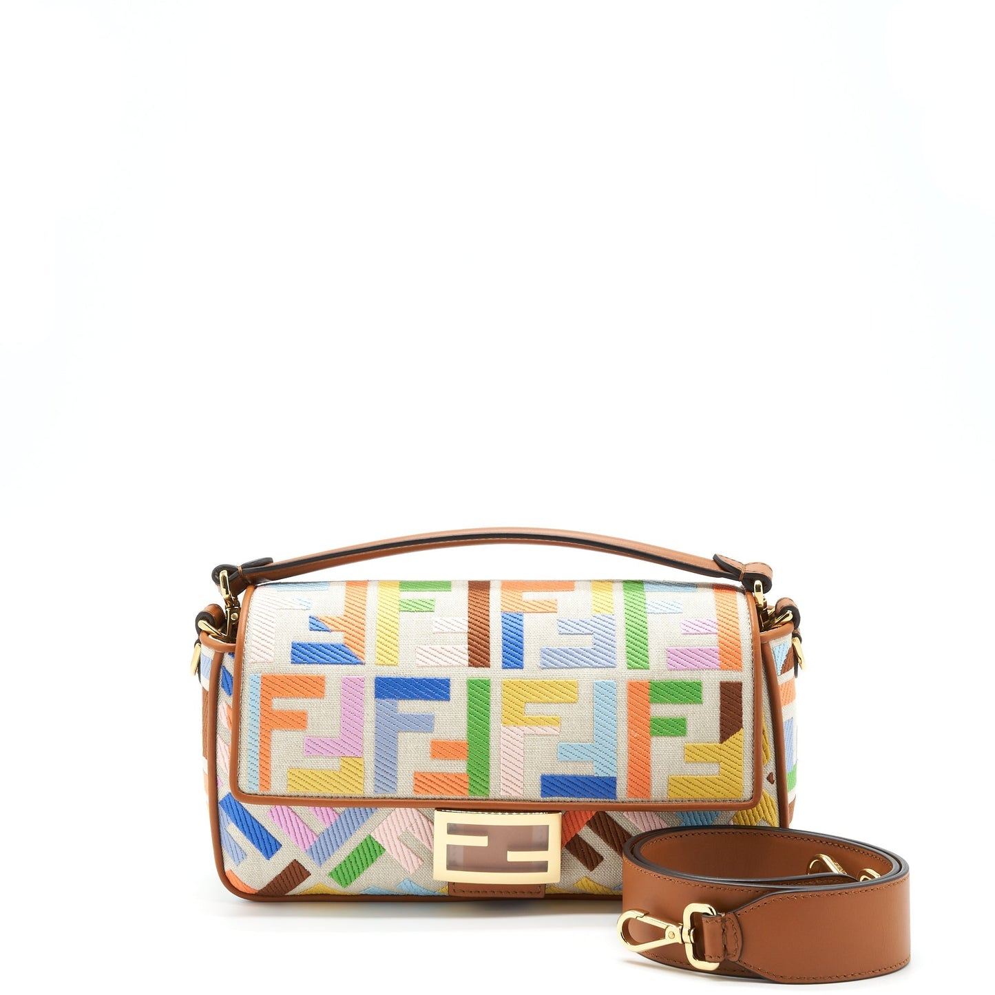 Fendi Baguette Purse In Motif Multicolour Canvas Shoulder Bag