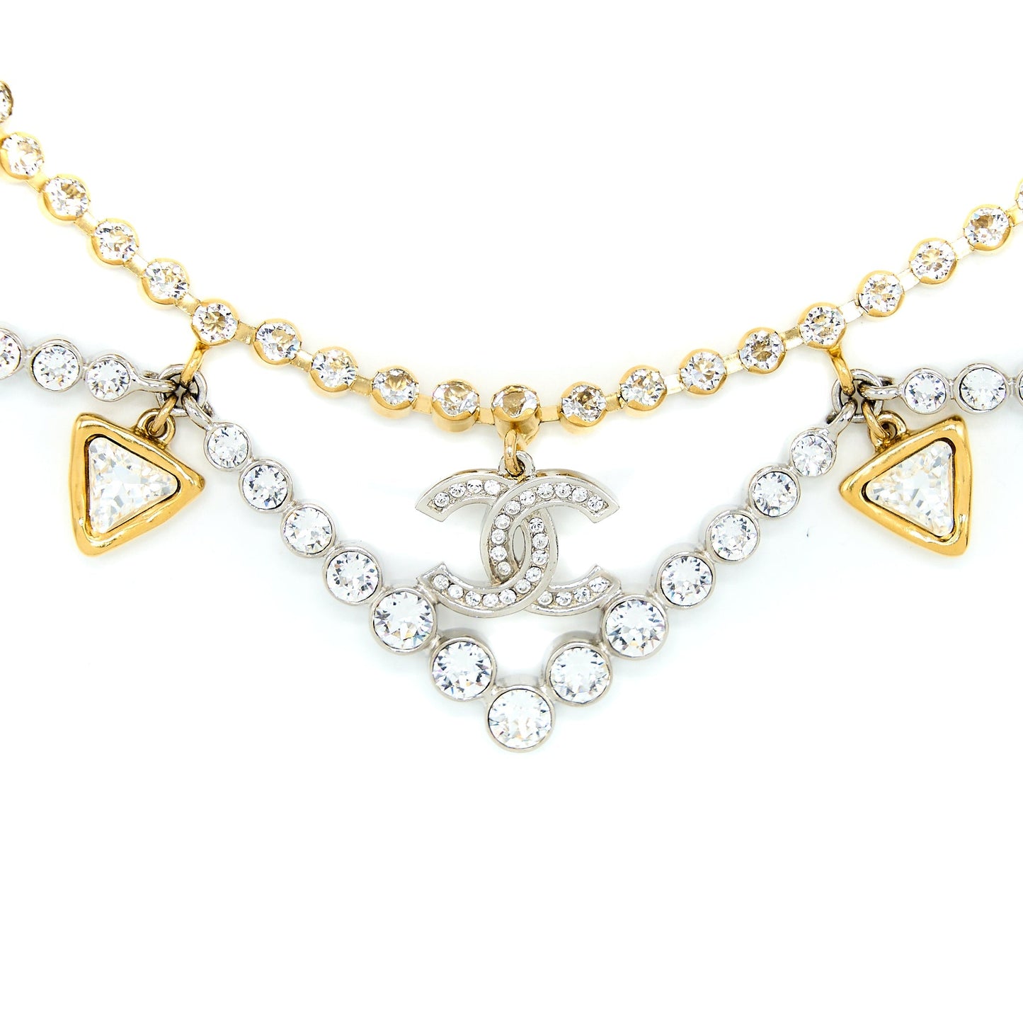 Chanel Crystal CC Choker Tone Gold Handbag