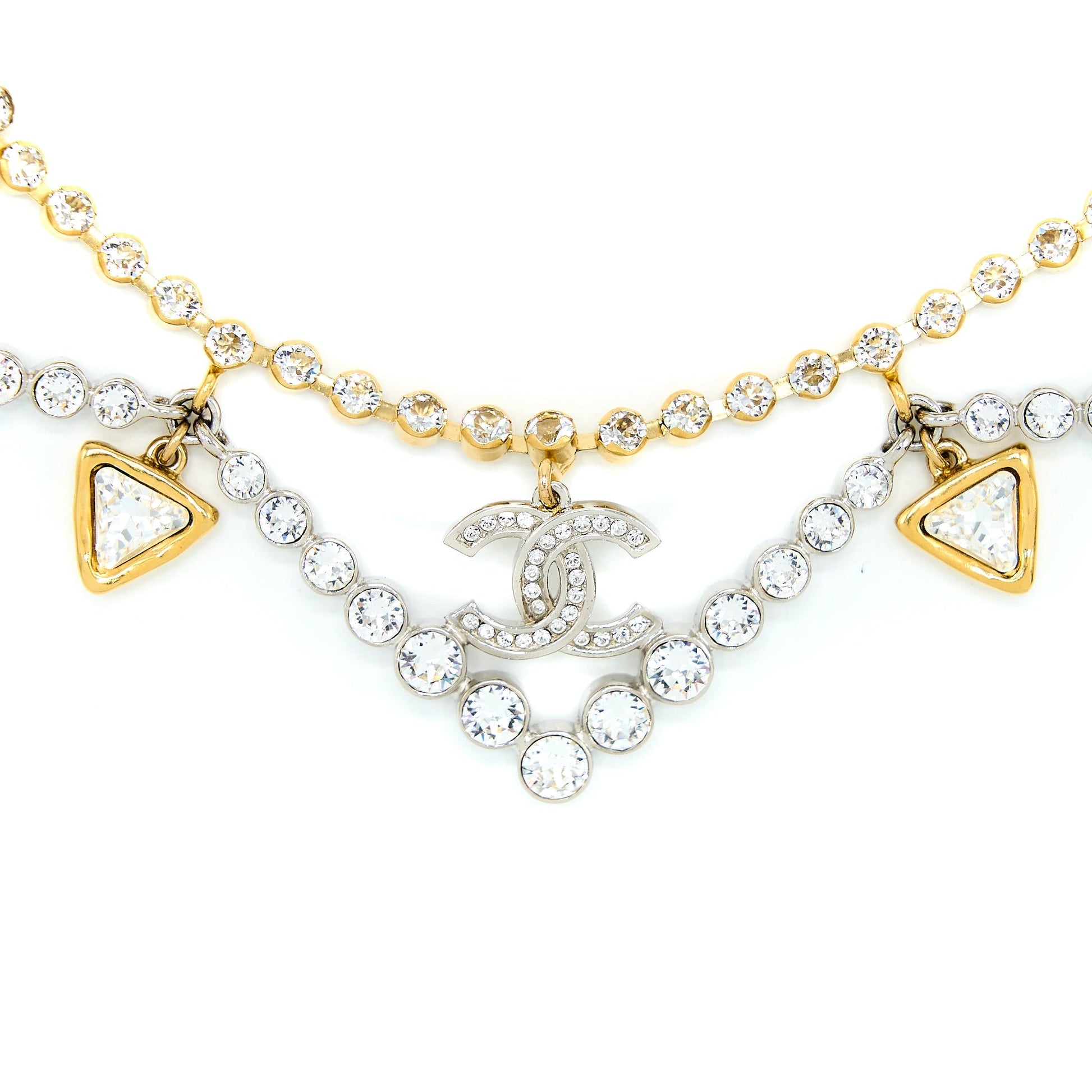Chanel Crystal CC Choker Tone Gold Handbag