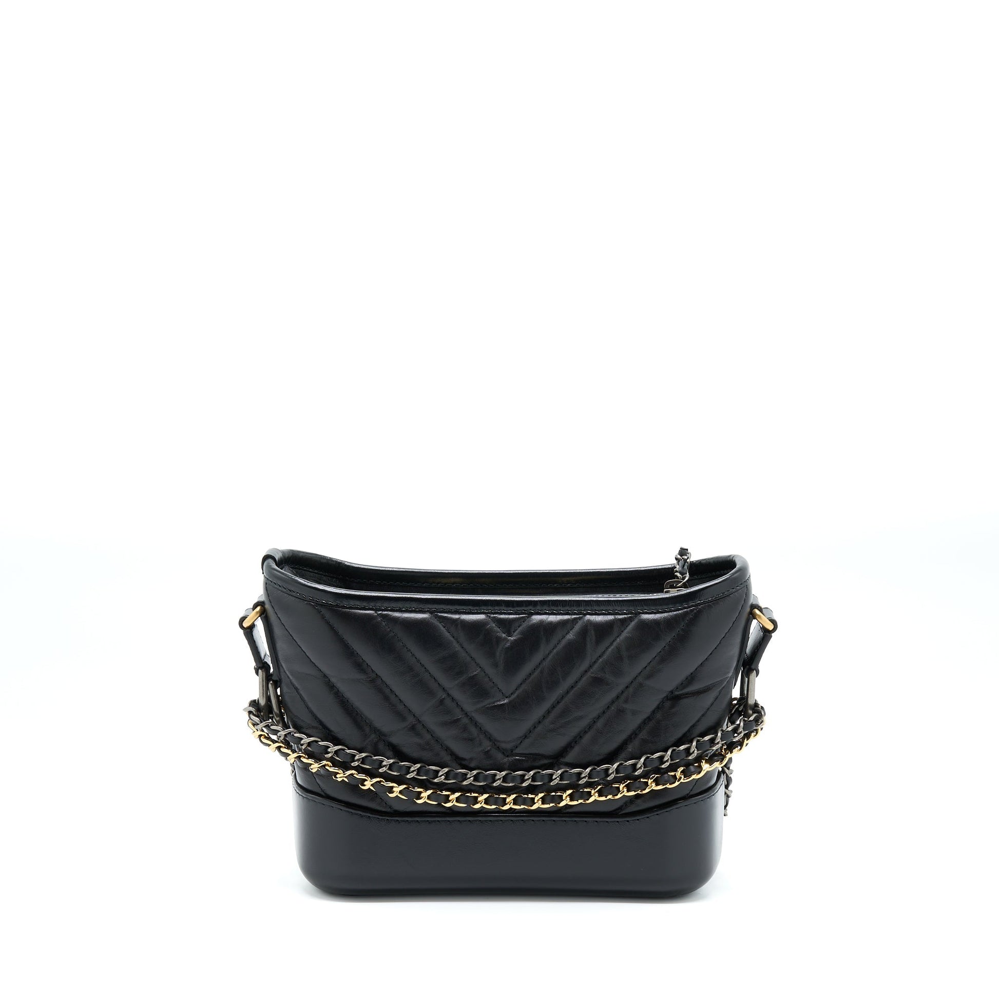 Chanel Chevron Gabrielle Hobo Hardware Multicolour Black Small Shoulder Bag