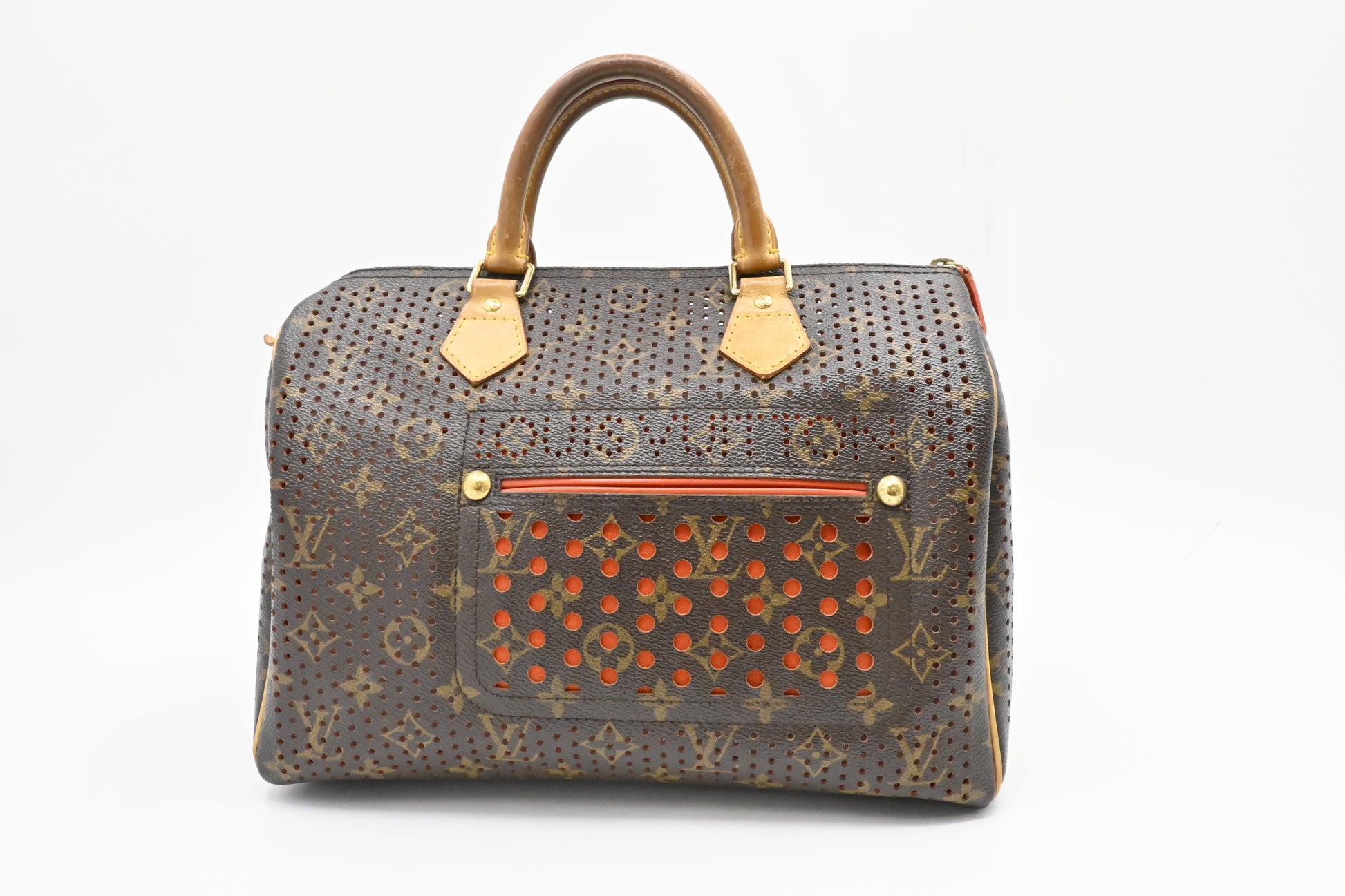 Louis Vuitton Speedy 30 Perforated Monogram Orange Canvas Handbag