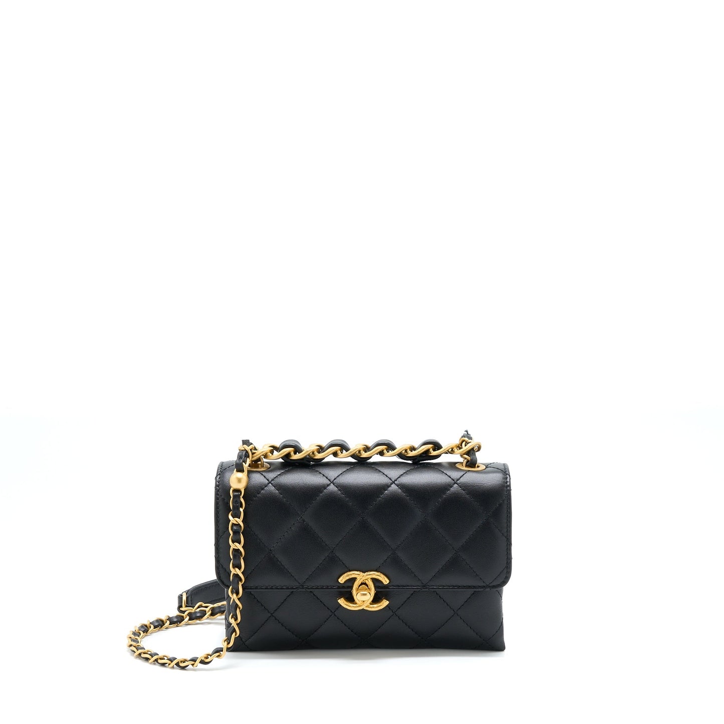 Chanel 22S Seasonal Flap Calfskin Brushed GHW Black Shoulder Bag