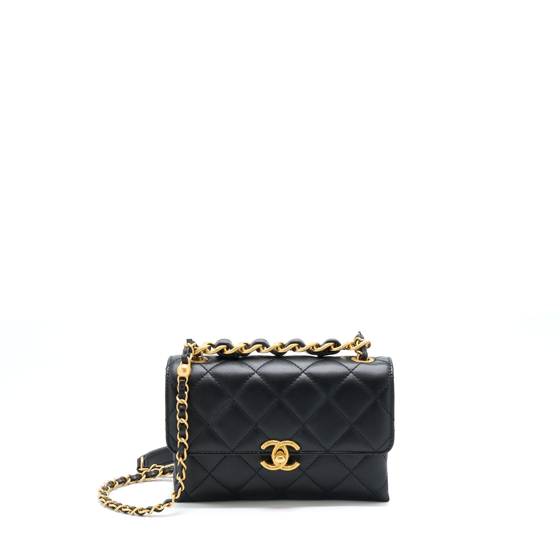 Chanel 22S Seasonal Flap Calfskin Brushed GHW Black Shoulder Bag