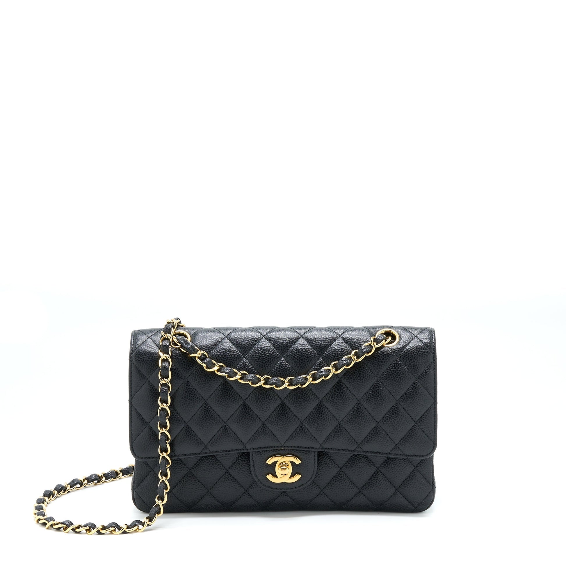 Chanel Classic Double Flap Caviar GHW Black Handbag Black Ghw