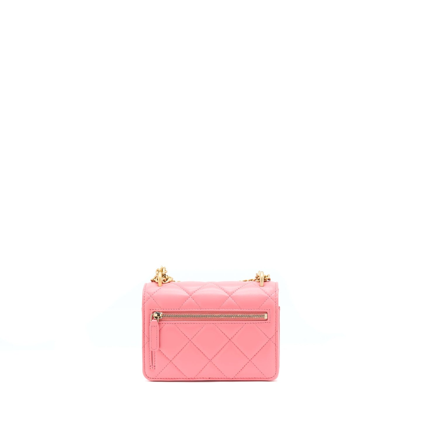 Chanel 22P Seasonal Square On Lambskin GHW Pink Wallet Case