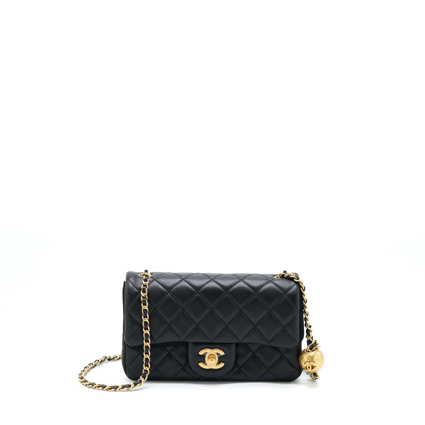 Chanel Pearl Crush Rectangular Lambskin GHW Microchip Black Mini Bag