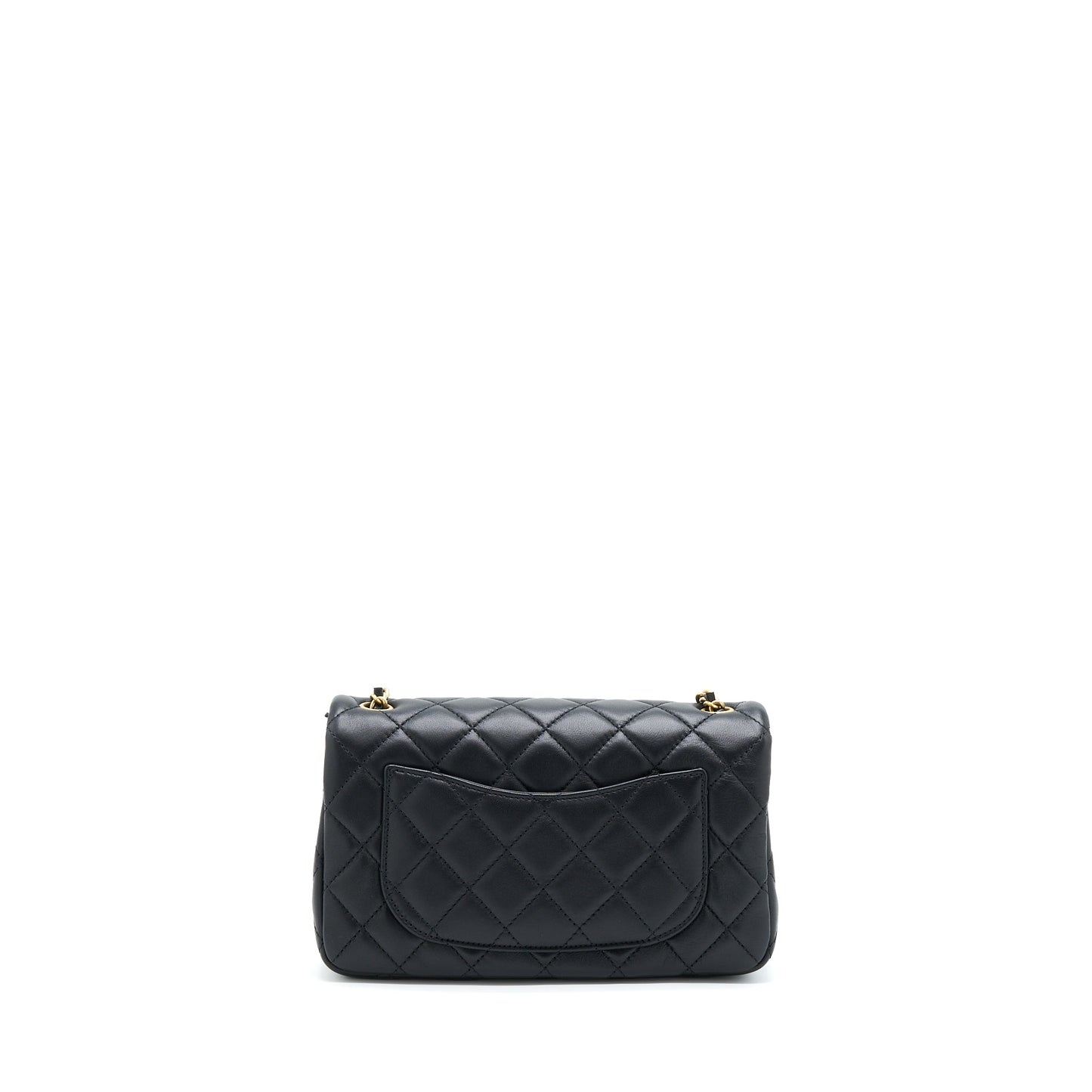 Chanel Pearl Crush Rectangular Lambskin GHW Microchip Black Mini Bag