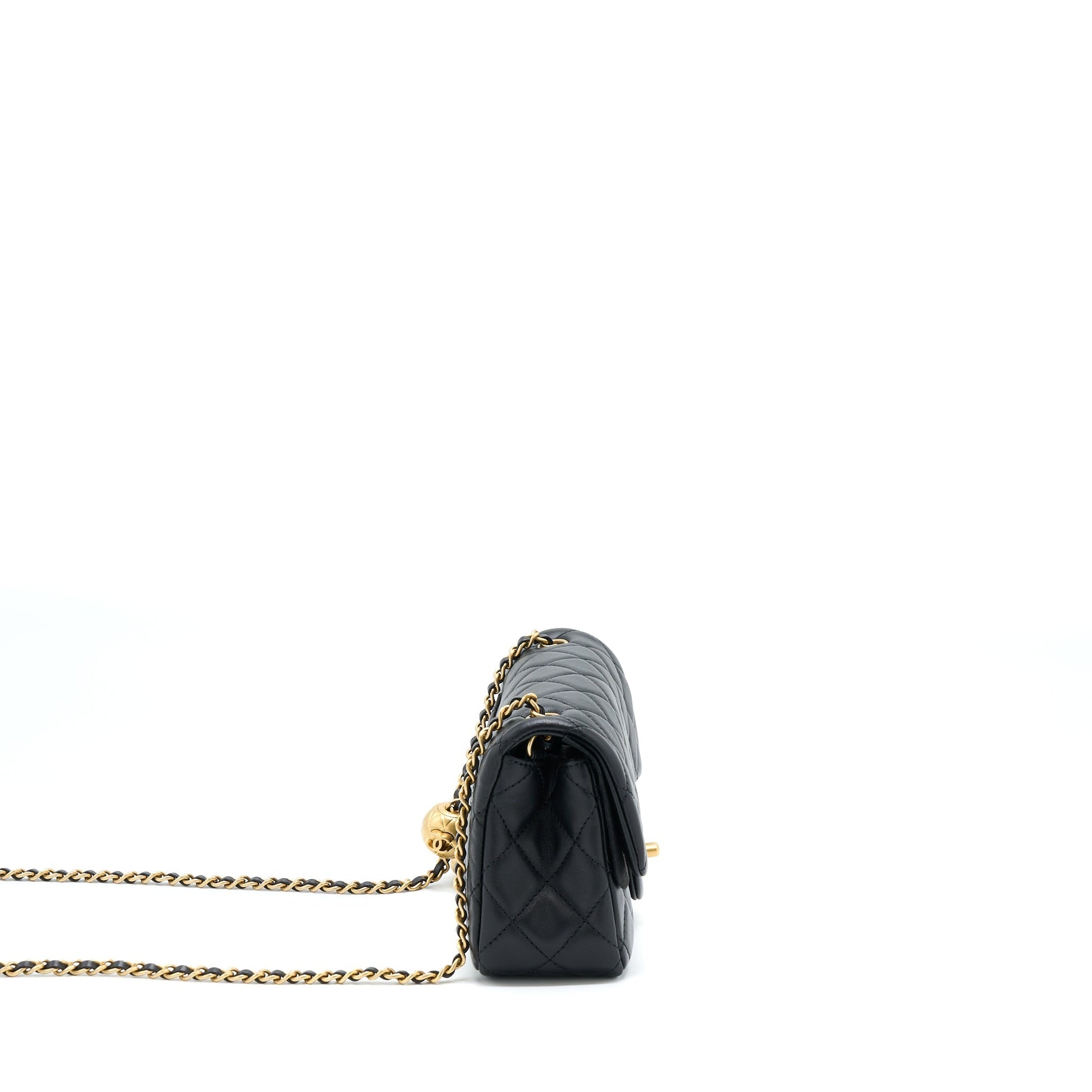 Chanel Pearl Crush Rectangular Lambskin GHW Microchip Black Mini Bag